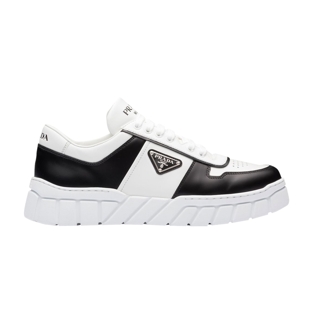 Pre-owned Prada Leather Sneakers 'white Black'