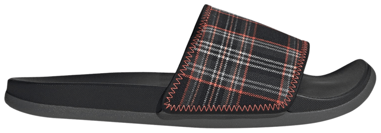 Adidas Adilette Comfort Slide Black Plaid