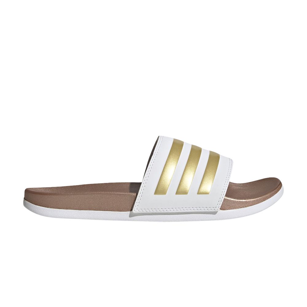 Pre-owned Adidas Originals Wmns Adilette Comfort Slide 'white Matte Gold'