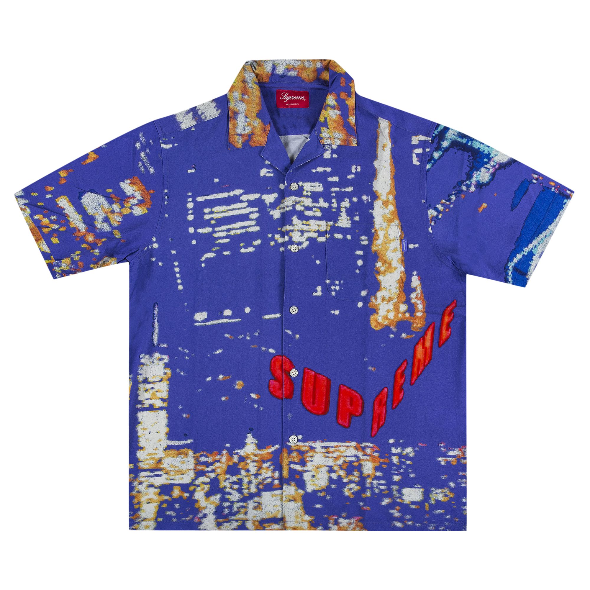 Pre-owned Supreme City Lights Rayon Short-sleeve Shirt 'purple' | Men's Size M