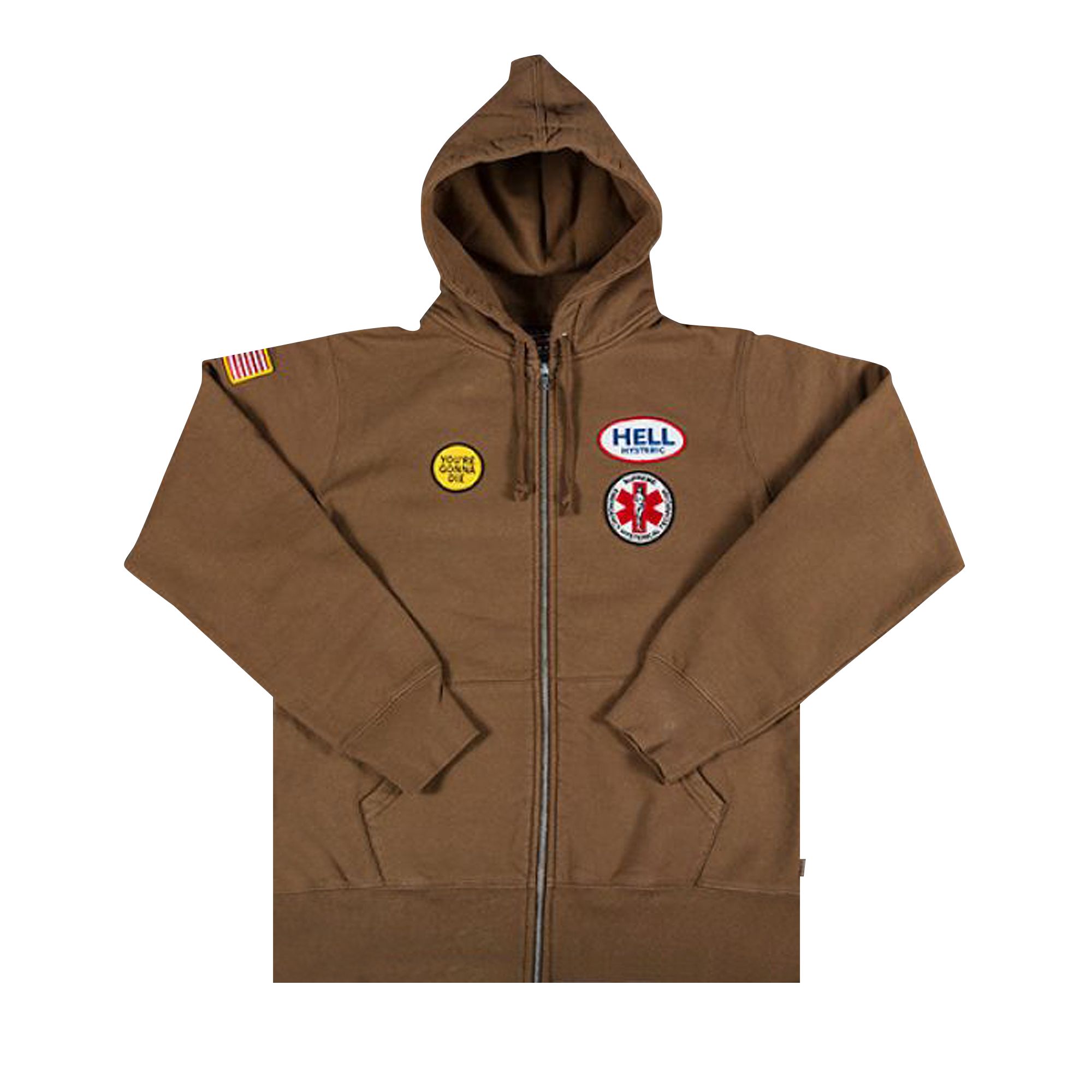 Pre-owned Supreme Hysteric Glamour Patches Zip Up Sweatshirt 'brown' | Men's Size L
