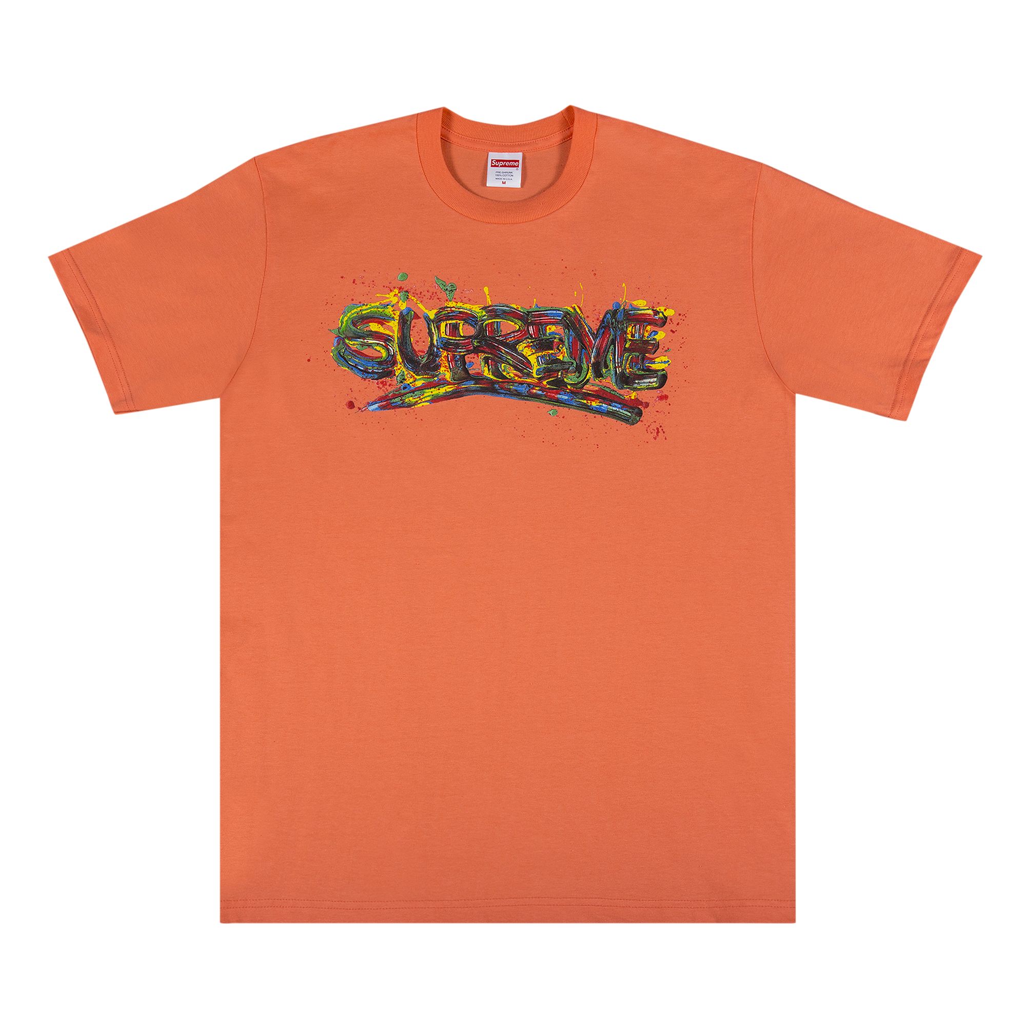 Supreme Paint Logo Tee 'Neon Orange' | Men's Size M