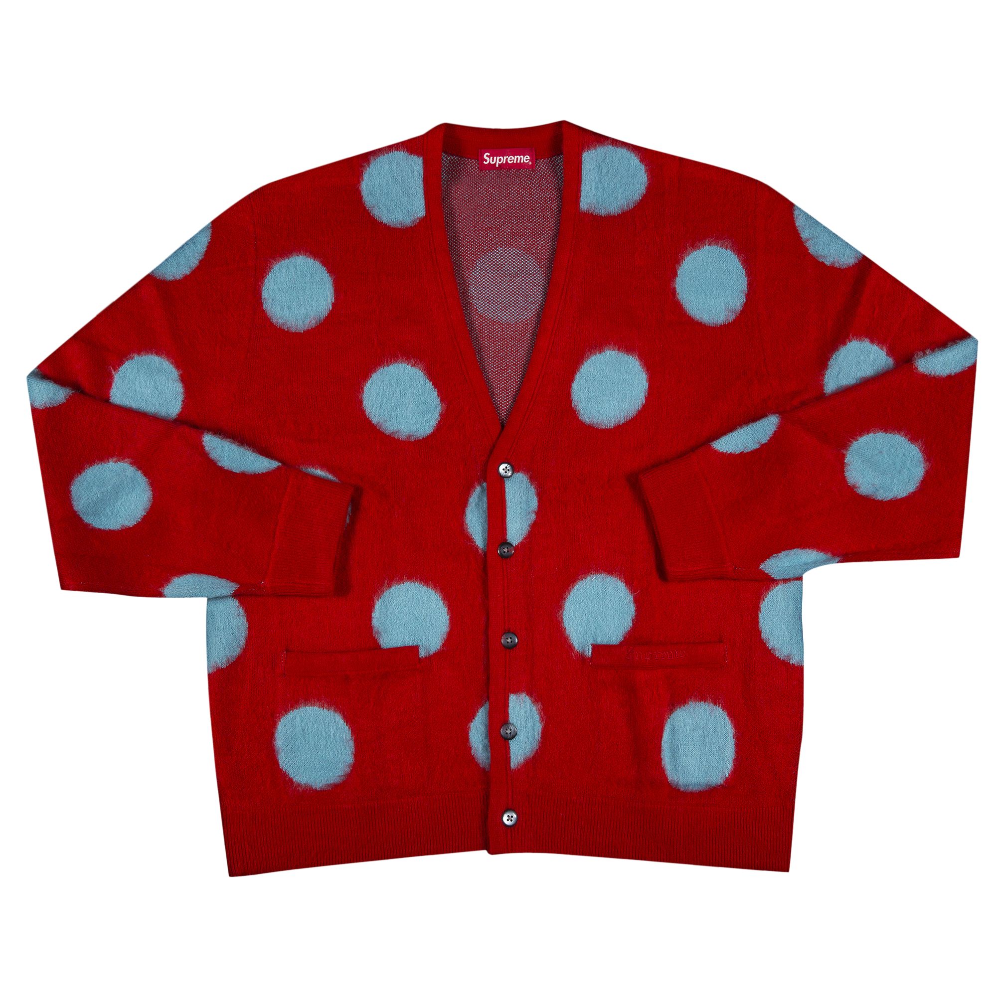 Pre-owned Supreme Brushed Polka Dot Cardigan 'red' | Men's Size M