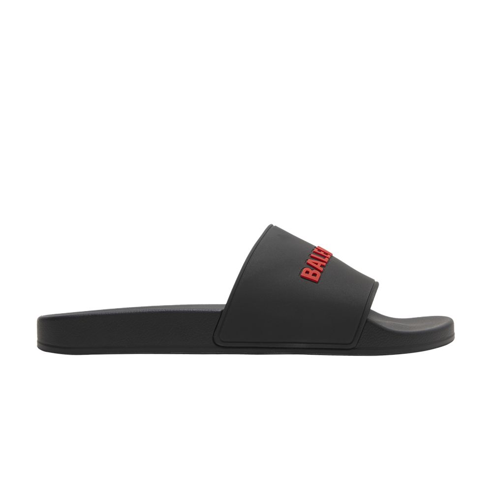 Pre-owned Balenciaga Pool Slides 'black Red' | Men's Size 41