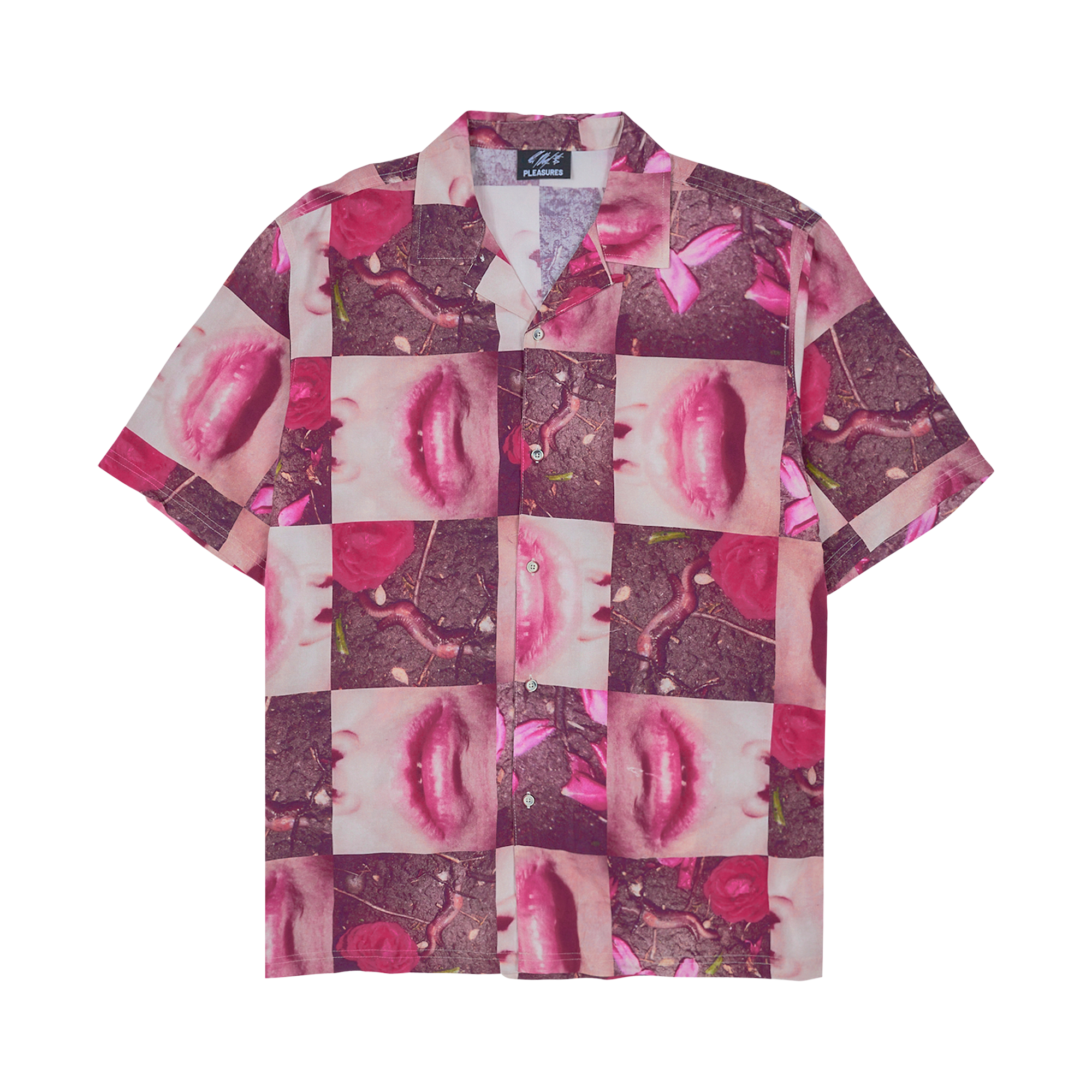 Pre-owned Pleasures Wormy Lips Button Down 'red'