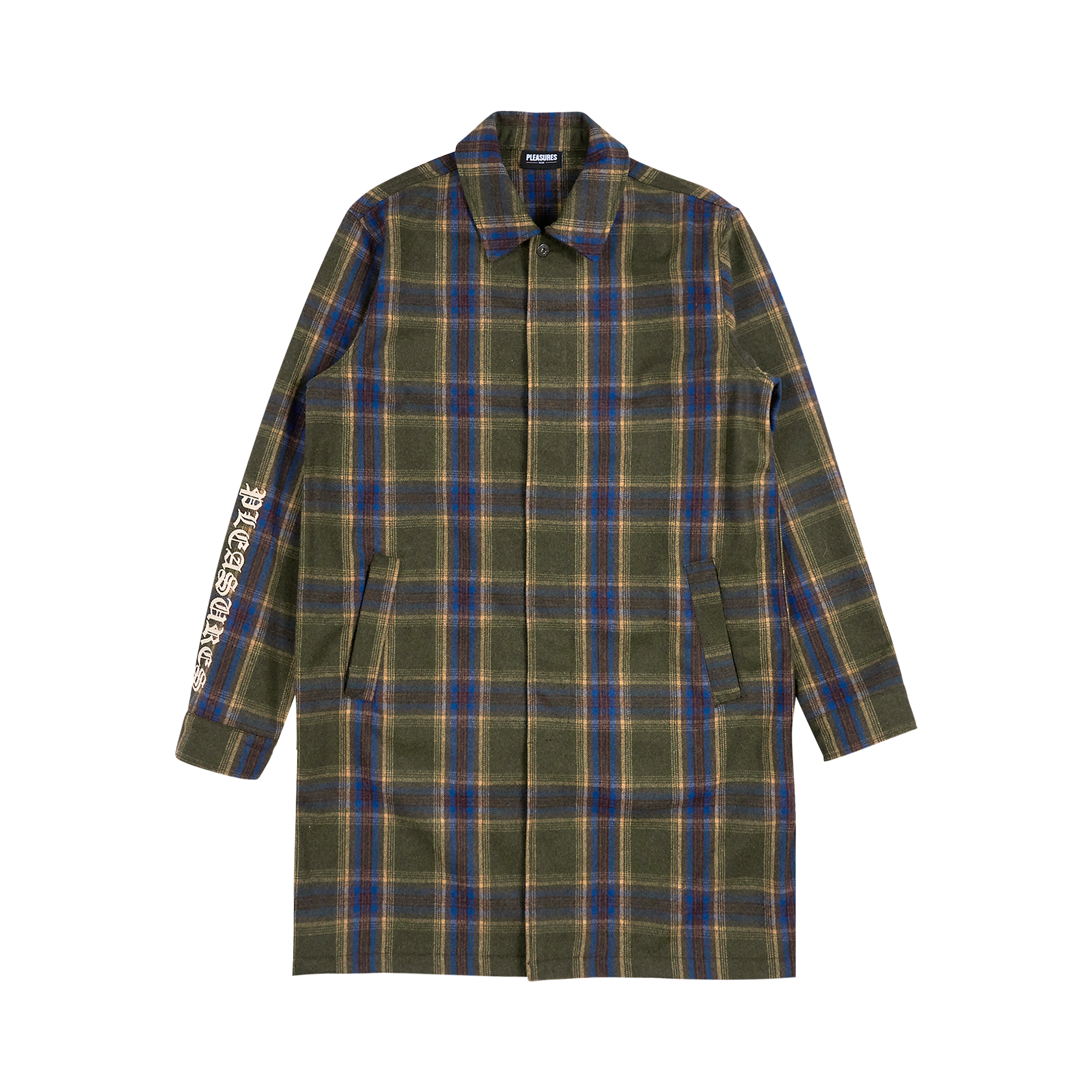Pre-owned Pleasures Soul Plaid Trench 'green'