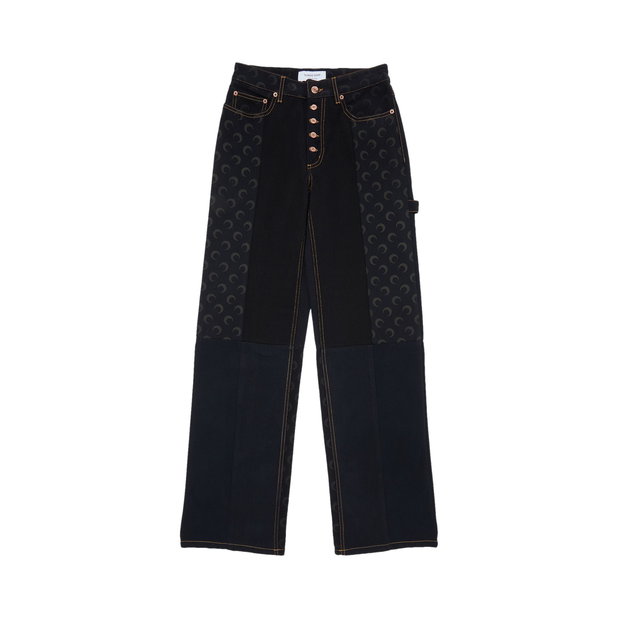 Pre-owned Marine Serre Moon Denim Boyfriend Trousers 'black' | Women's Size Xs