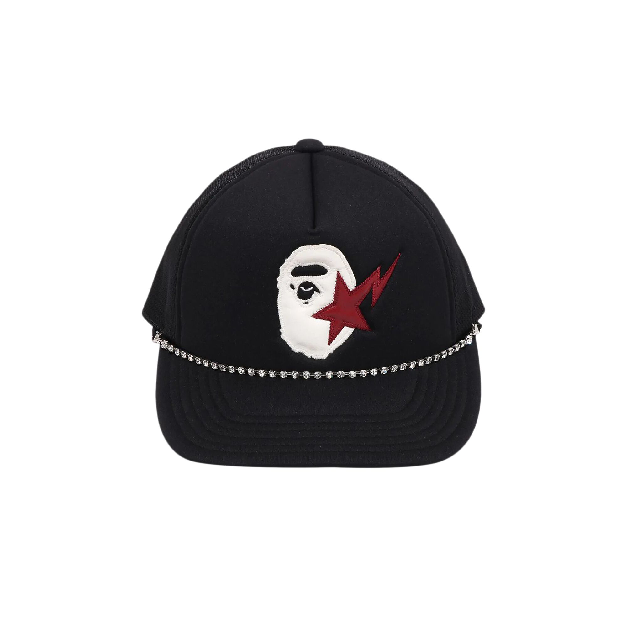 Pre-owned Bape Sta Ape Head Leather Patched Mesh Cap 'black'