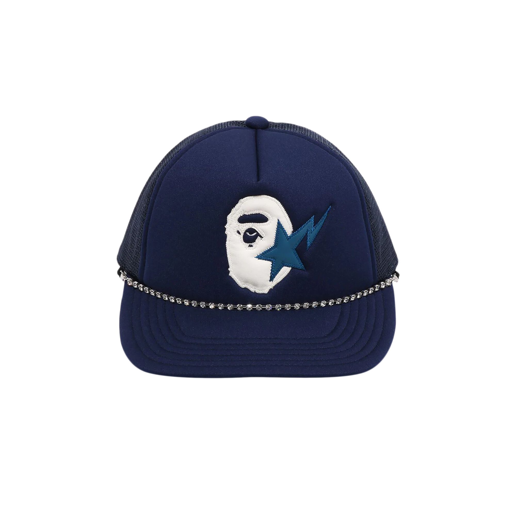 Pre-owned Bape Sta Ape Head Leather Patched Mesh Cap 'blue'