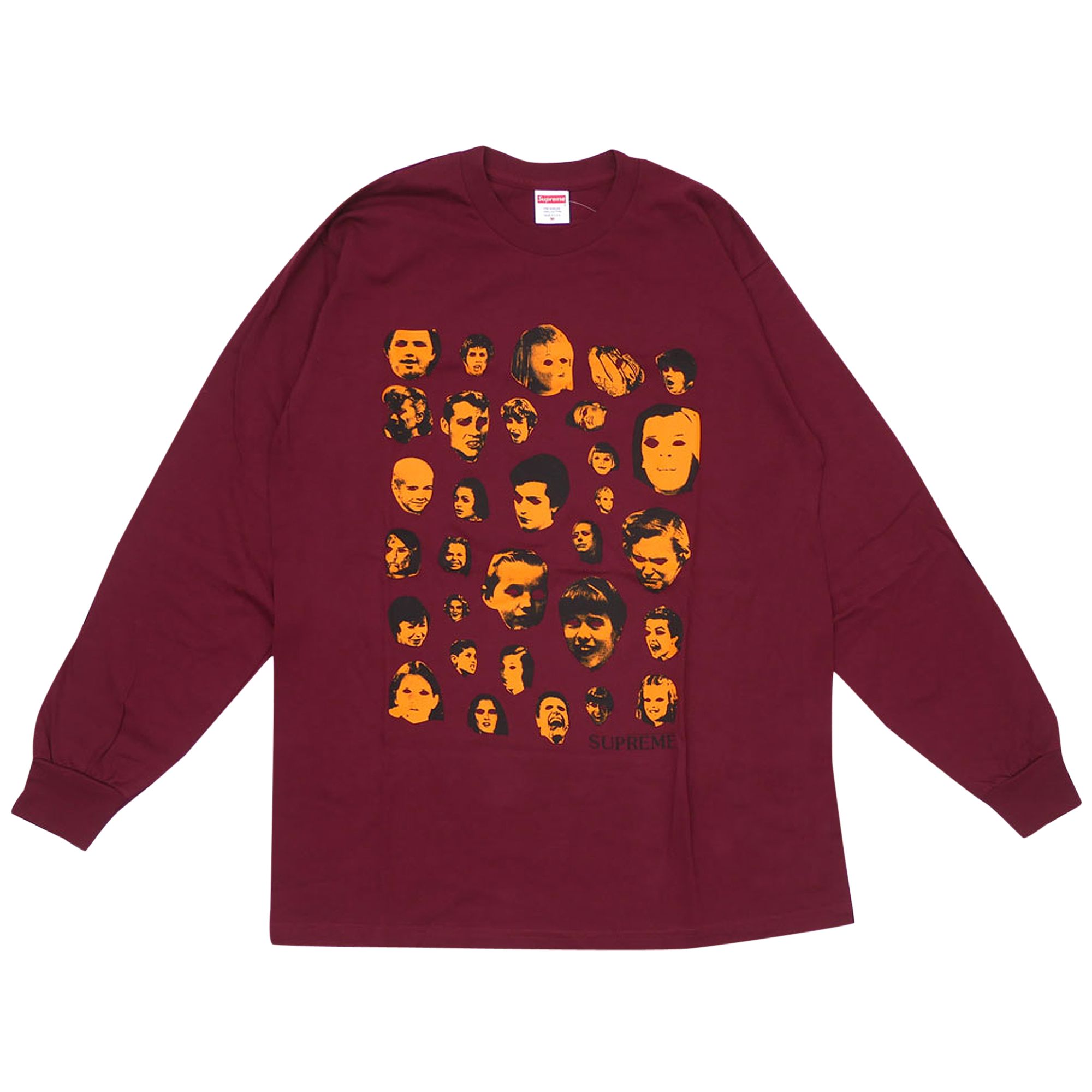 Supreme Faces Long-Sleeve Tee 'Burgundy' | Red | Men's Size M