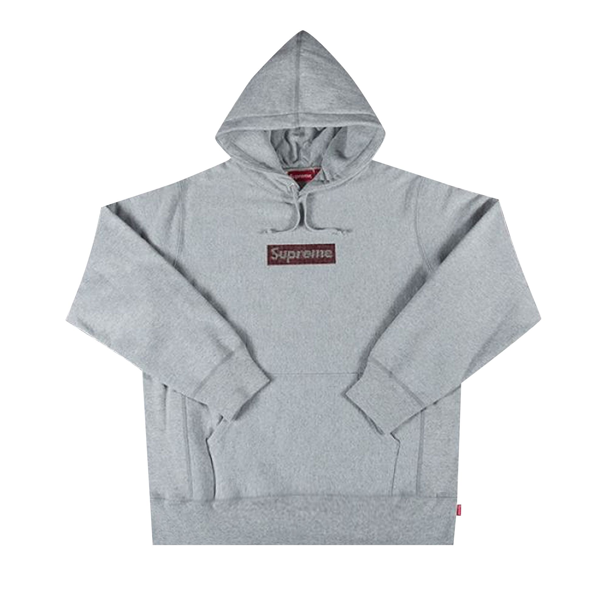 Supreme x Swarovski Box Logo Hooded Sweatshirt 'Heather Grey' | Men's Size L