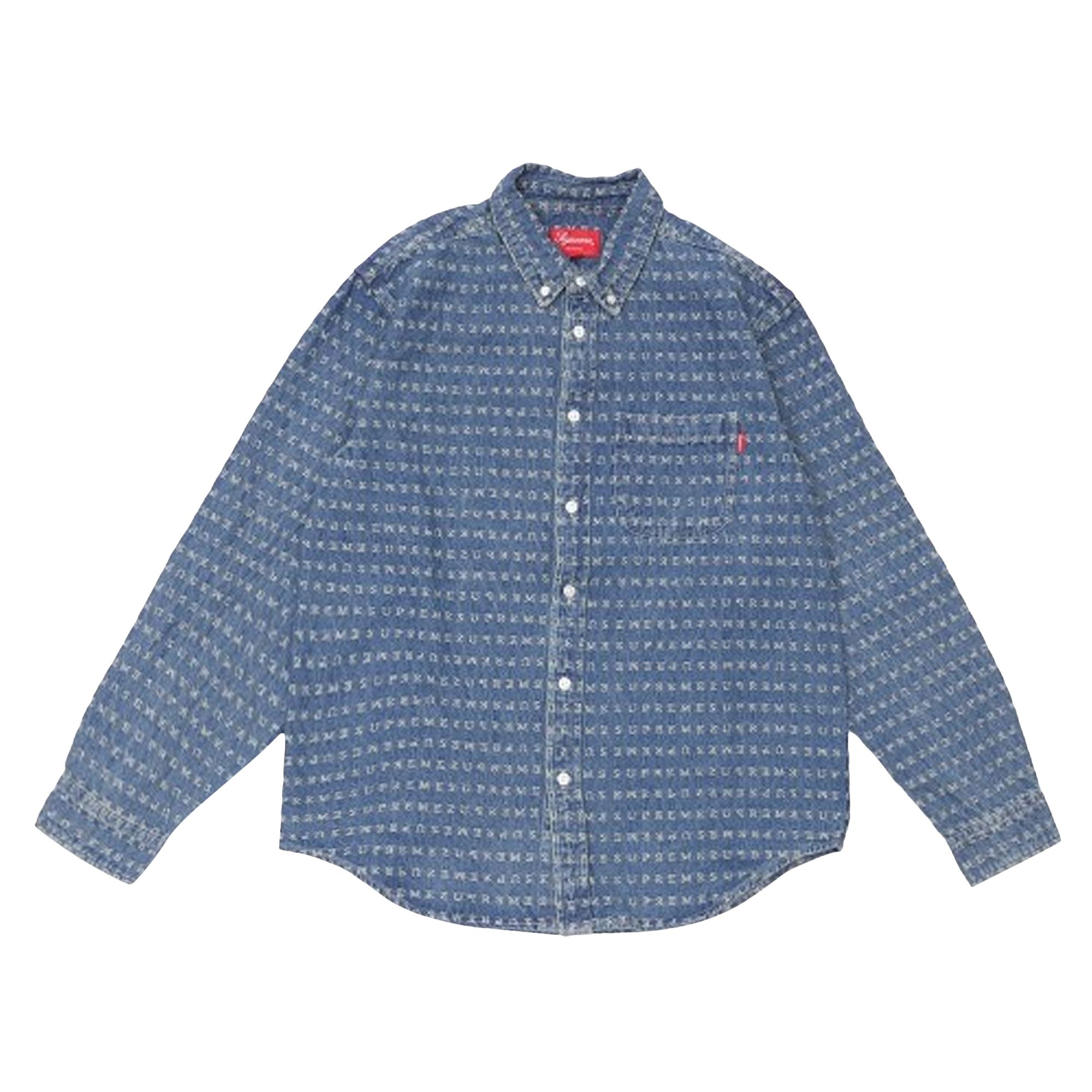 Supreme Jacquard Logos Denim Shirt 'Blue' | Men's Size L