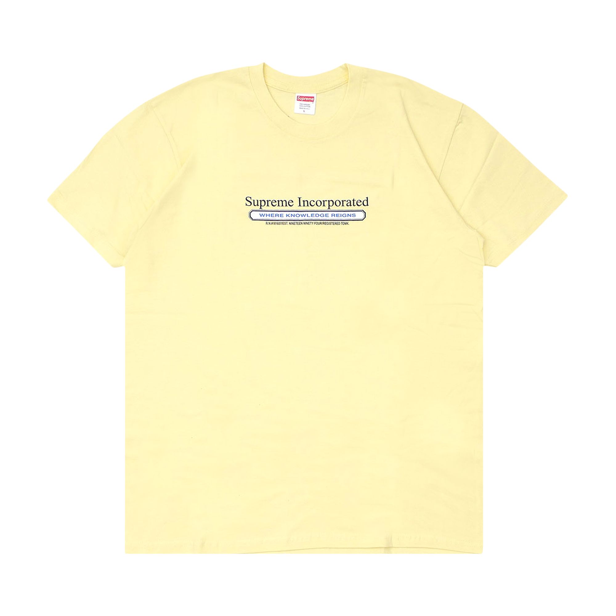 Supreme Inc. T-Shirt 'Pale Yellow' | Men's Size L