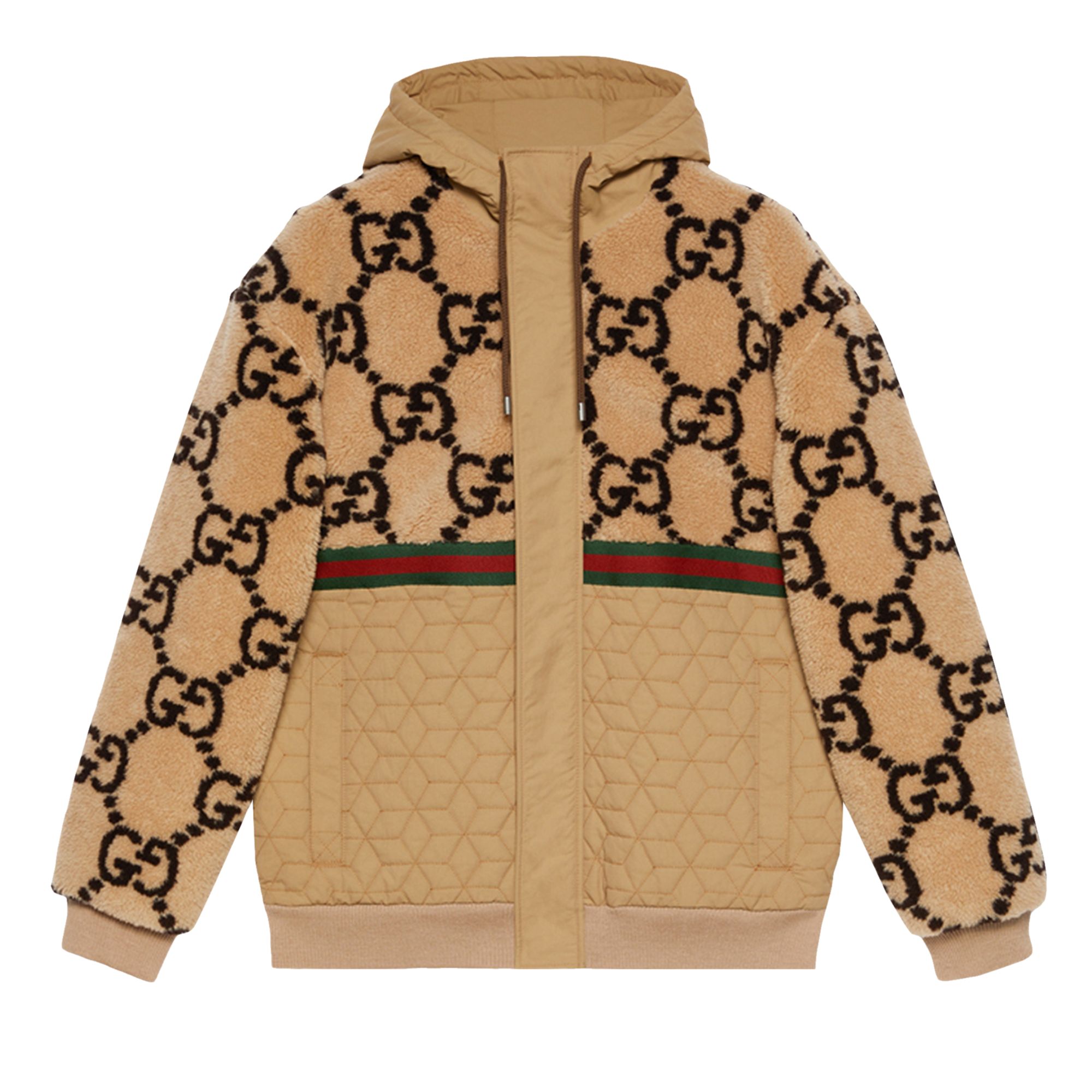 Pre-owned Gucci Gg Jacquard Jacket 'beige/ebony' | Tan | Men's Size Xl In Brown