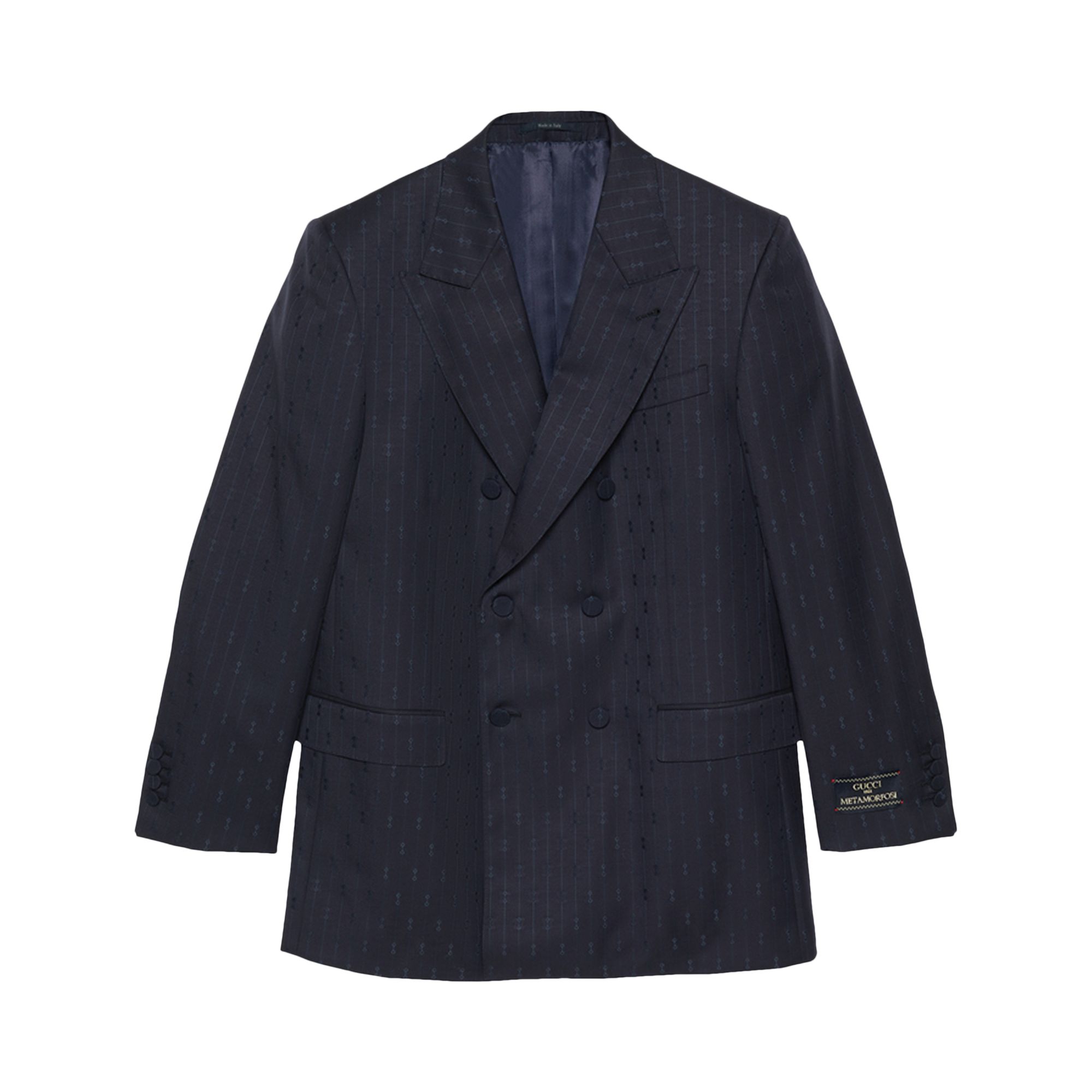 Pre-owned Gucci Horsebit Striped Wool Jacket 'dark Blue' | Men's Size 50