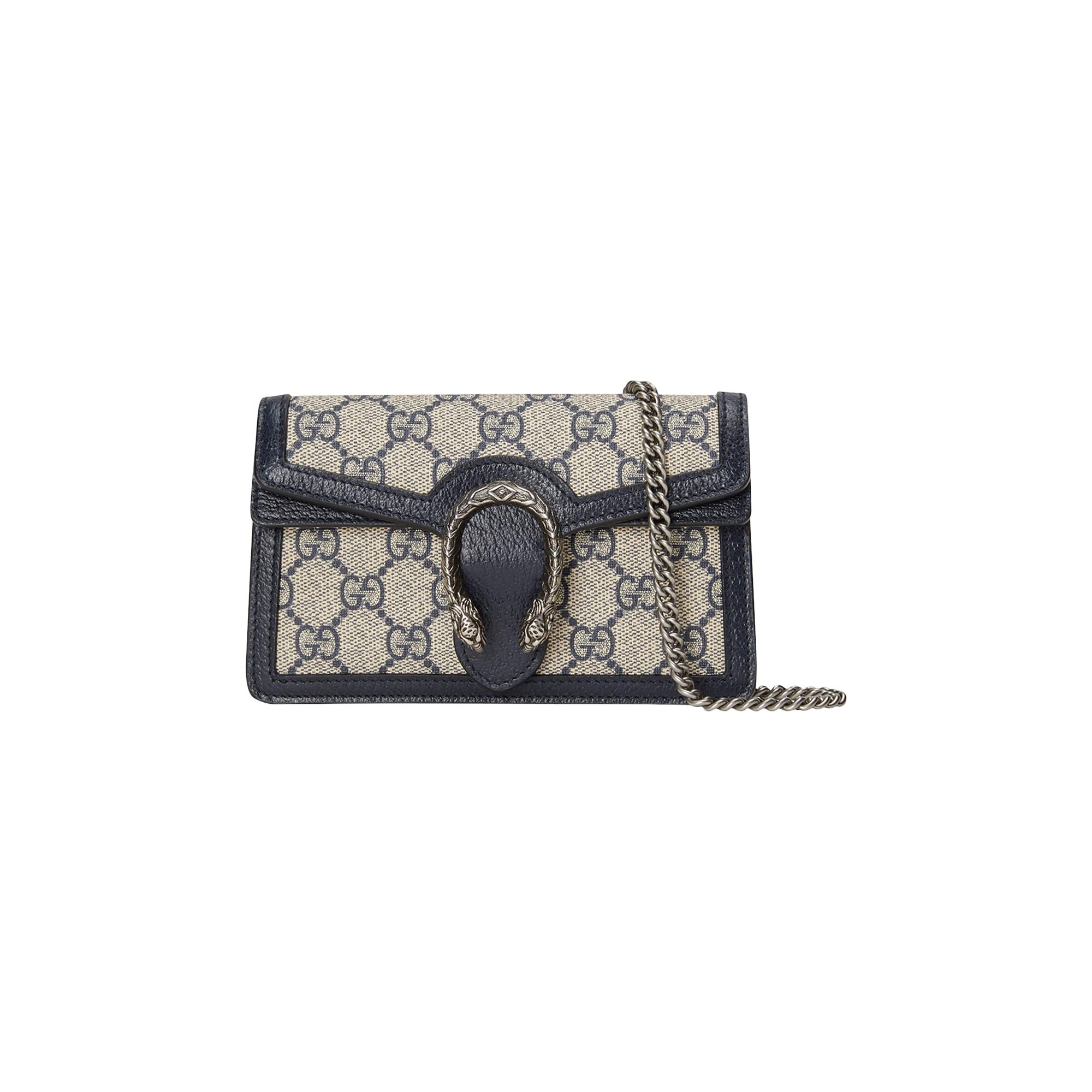 Pre-owned Gucci Dionysus Gg Super Mini Bag 'beige/blue Supreme' In Tan