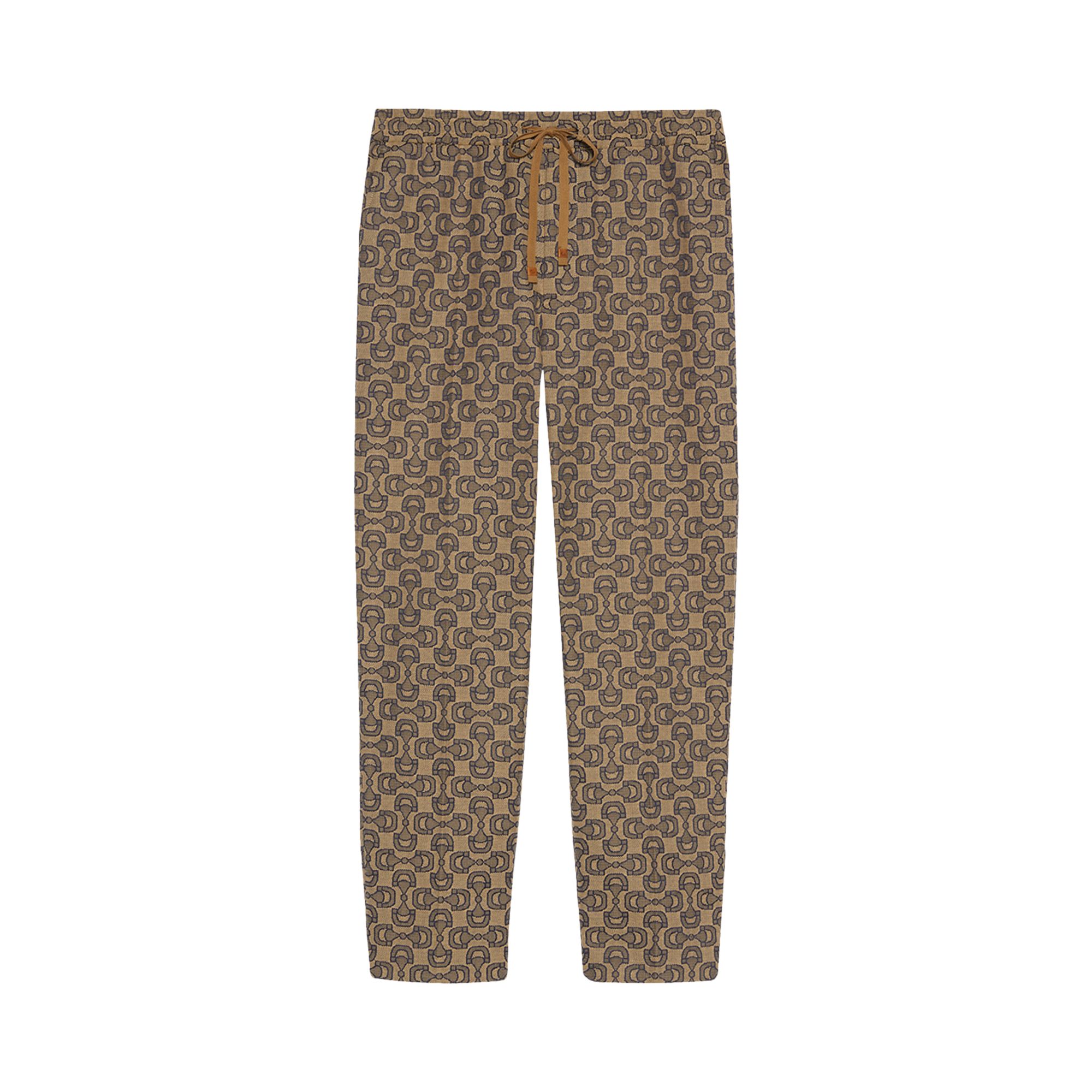 Pre-owned Gucci Horsebit Jacquard Canvas Track Bottoms 'beige/ebony' | Tan | Men's Size 52 In Brown
