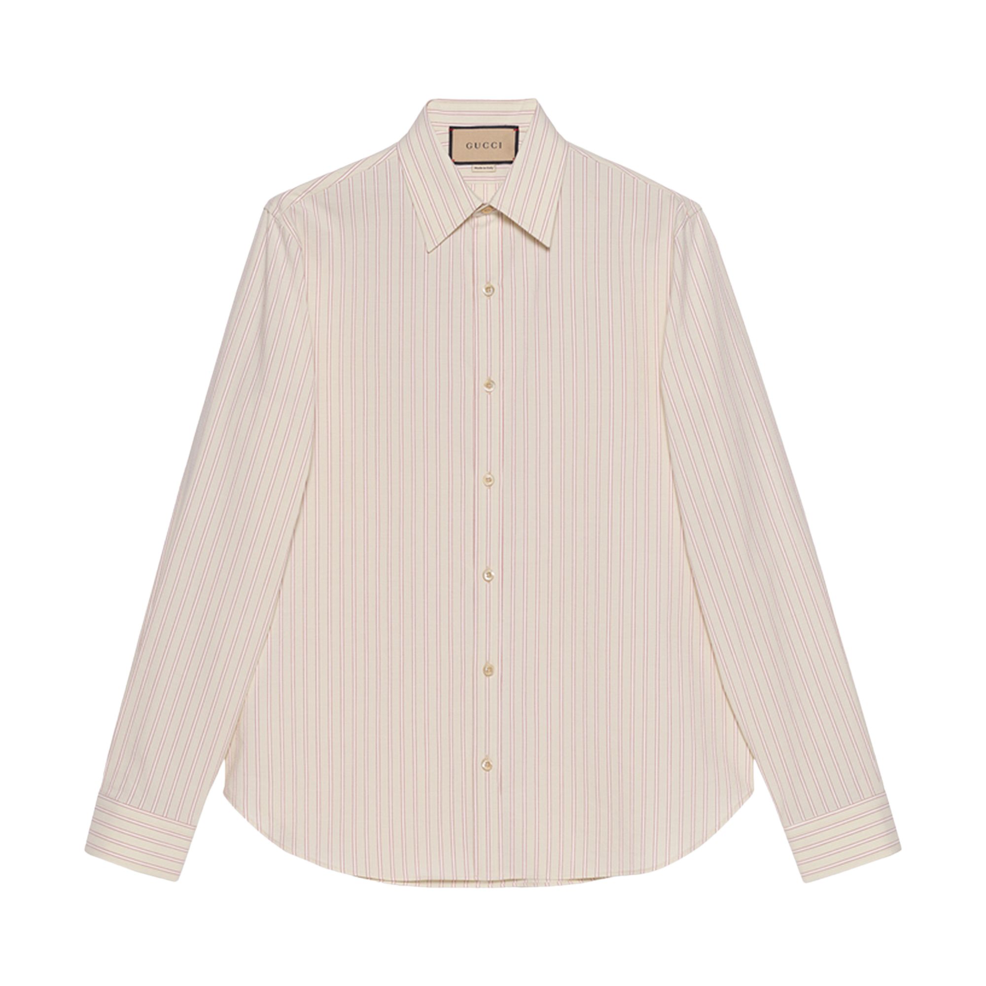 Pre-owned Gucci Washed Stripe Shirt 'beige/bordeaux' | Tan | Men's Size 42 In Brown