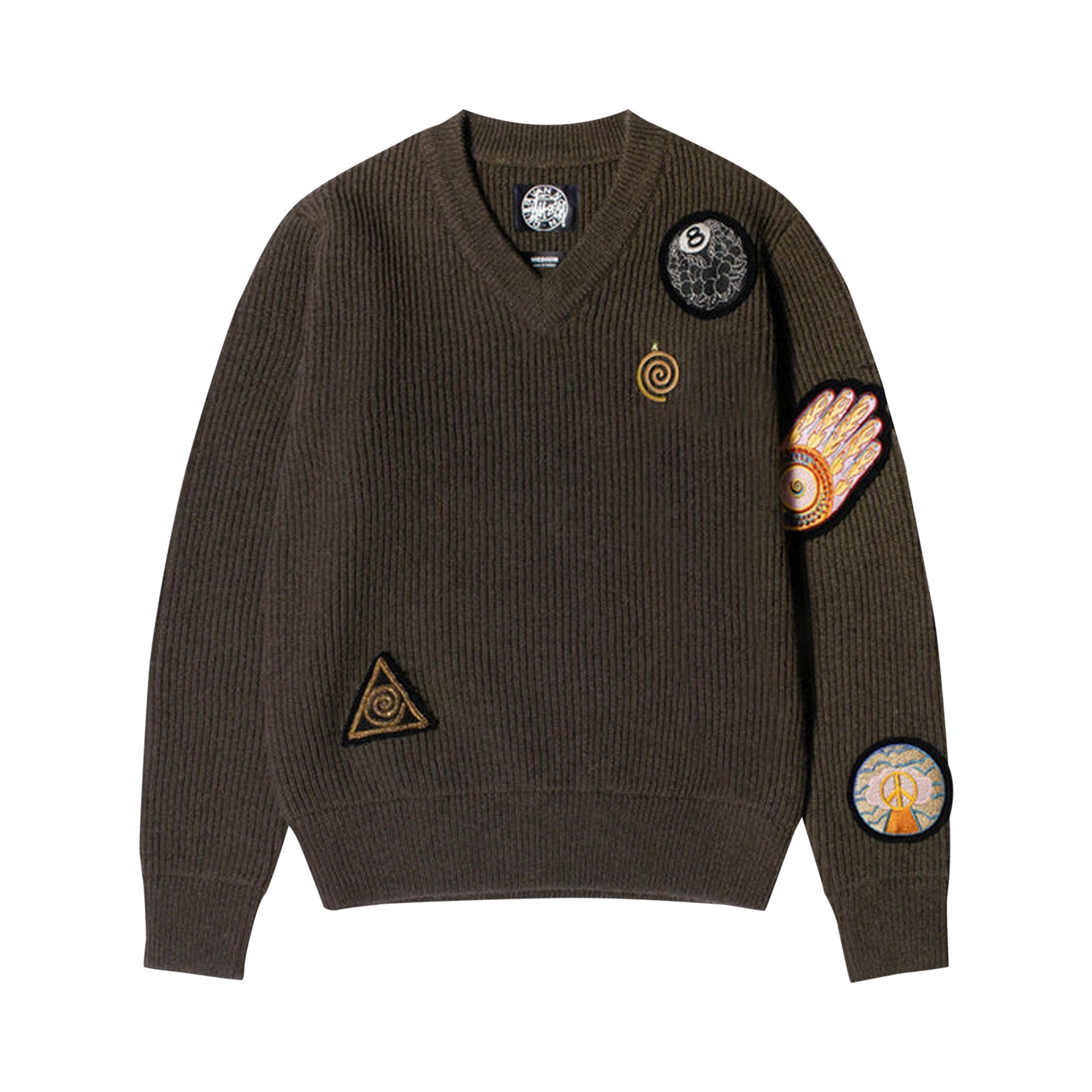 Stussy x Dries Van Noten Patch Knit Sweater 'Sand' | Brown | Men's Size 2XL