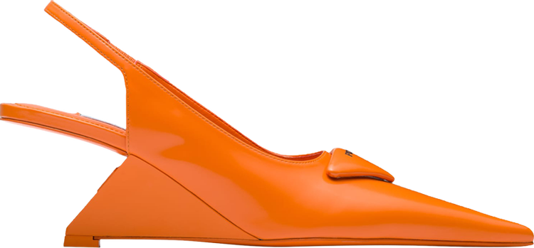 Prada Wmns Brushed Leather Slingback Pumps 'Orange'