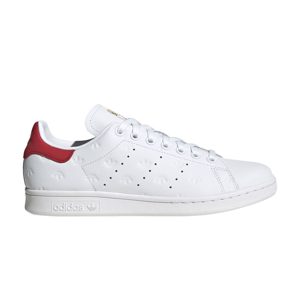 ADIDAS ORIGINALS WMNS STAN SMITH 'ALLOVER DEBOSSED TREFOILS - WHITE SCARLET'
