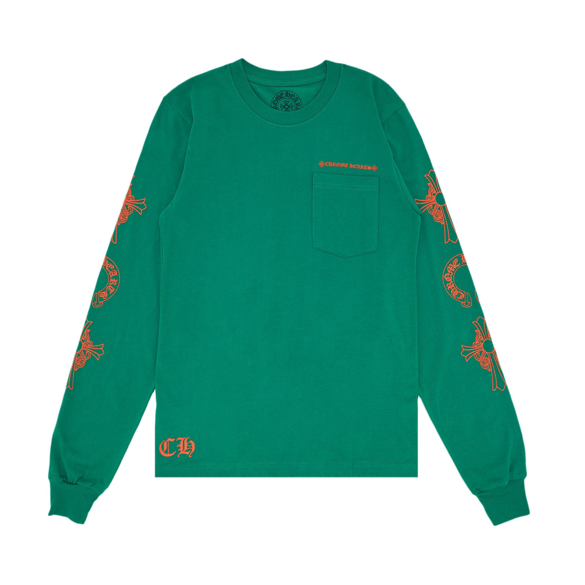 Chrome Hearts Horseshoe Cross Logo Long-Sleve 'Green/Orange' | Men's Size M