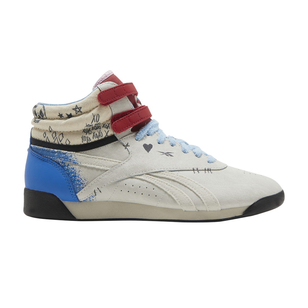 Pre-owned Reebok Dc Comics X Wmns Freestyle High 'harley Quinn' In White