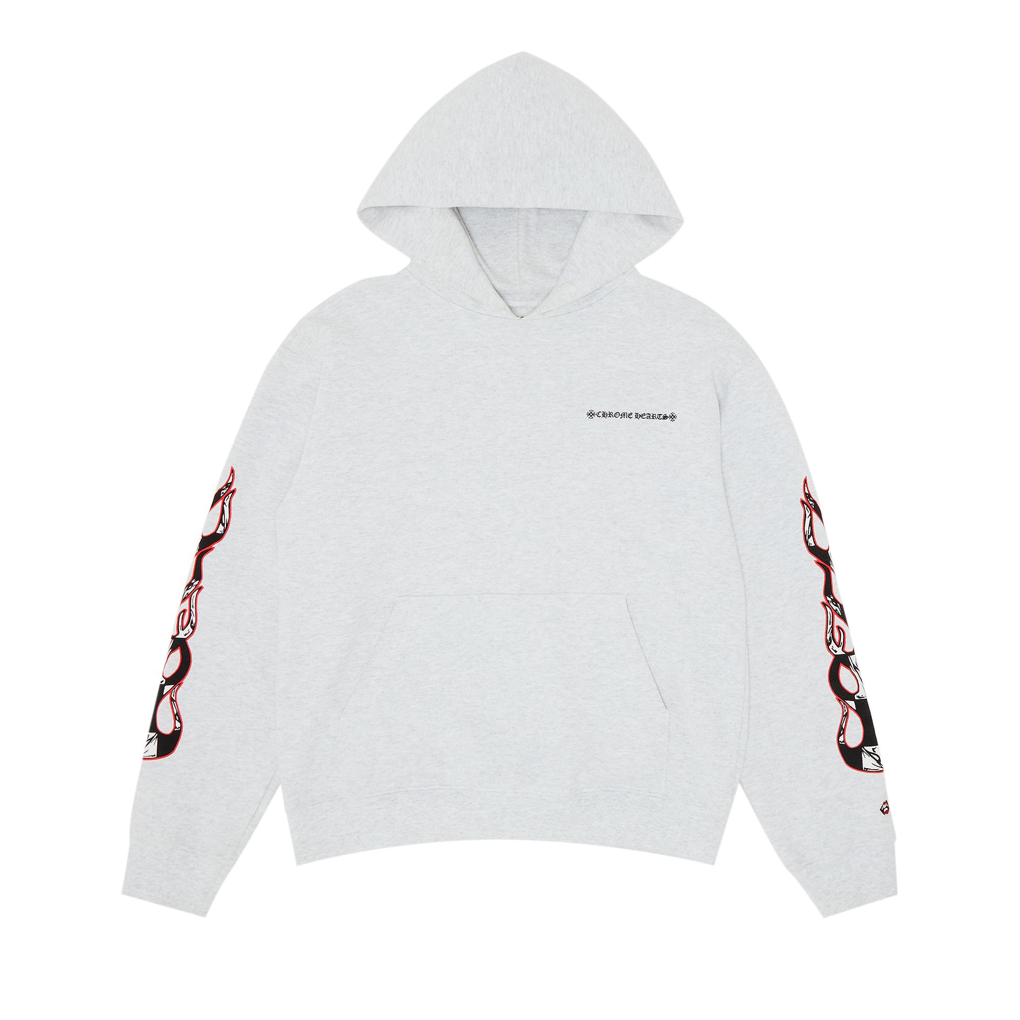 Pre-owned Chrome Hearts X Matty Boy Flames Hoodie 'heather Grey' | Men's Size L In Gray