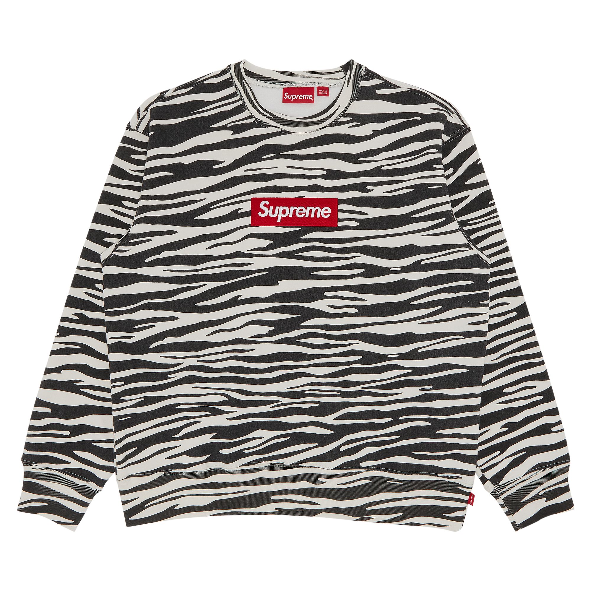 SUPREME SUPREME BOX LOGO CREWNECK 'ZEBRA'