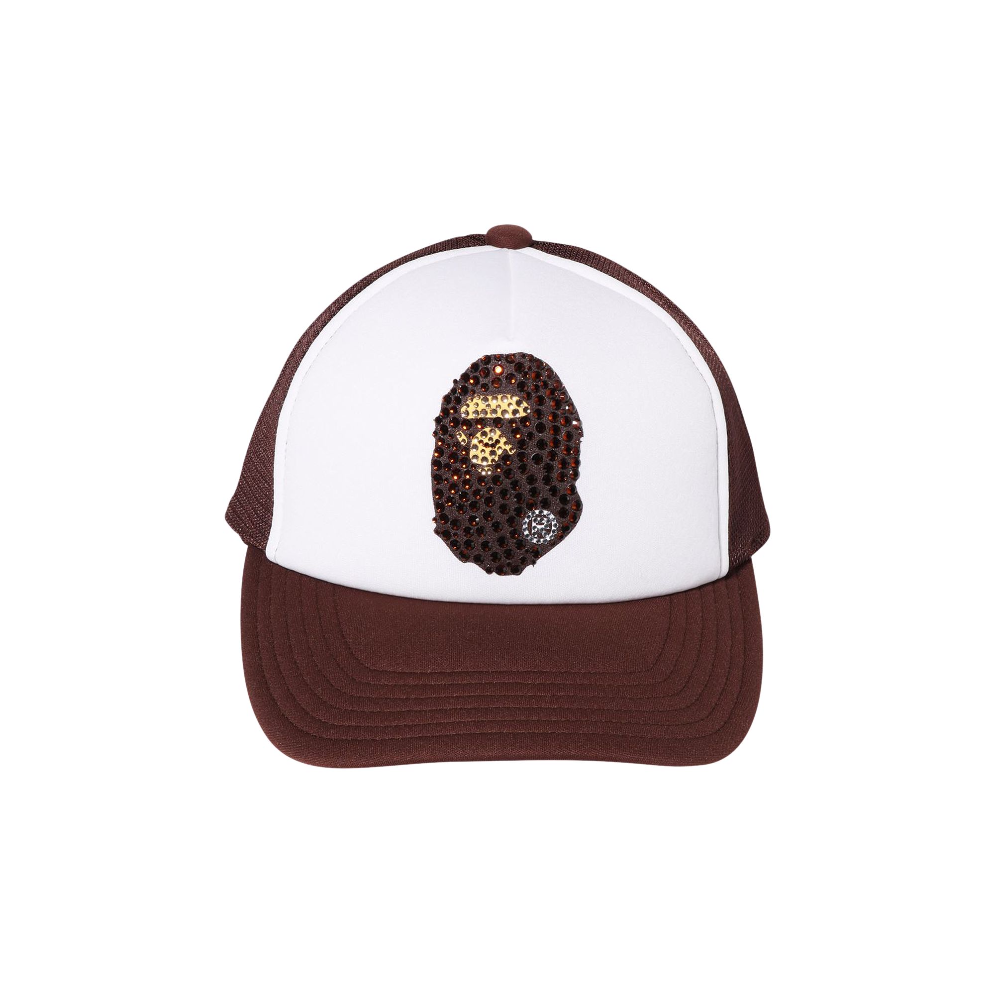 Pre-owned Bape Ape Head Crystal Stone Mesh Cap 'brown'