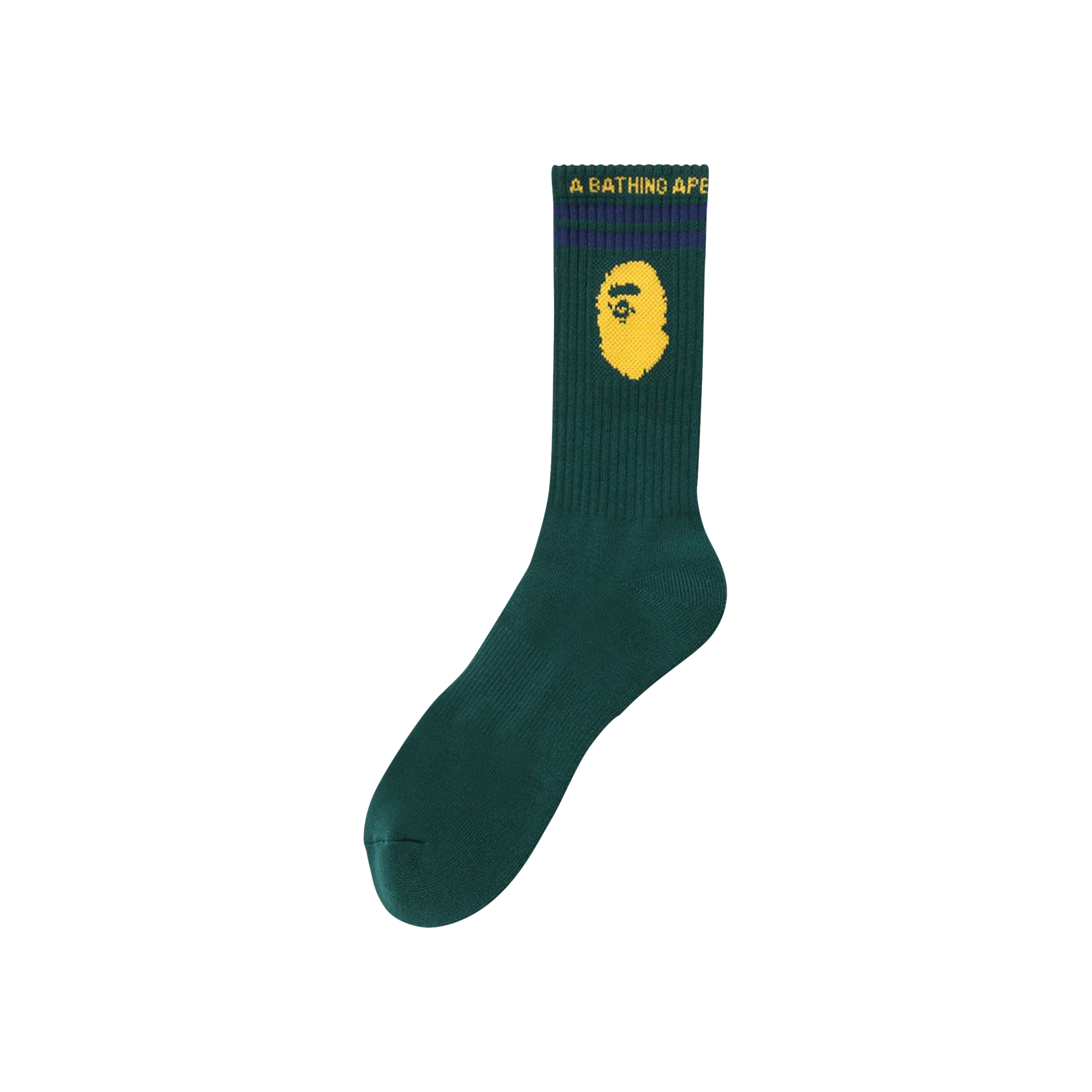 Pre-owned Bape Ape Head Line Socks 'green'