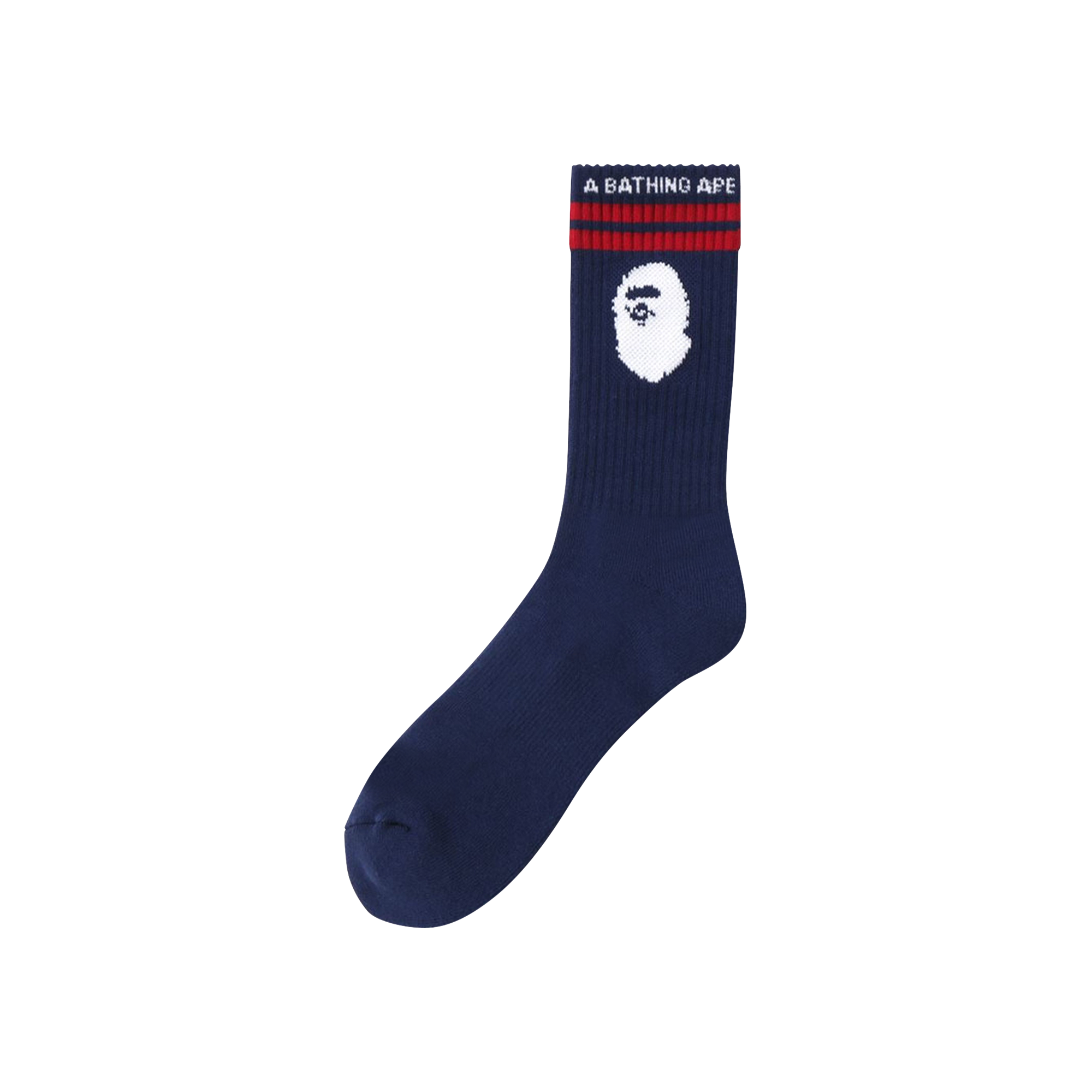 Pre-owned Bape Ape Head Line Socks 'navy' In Blue