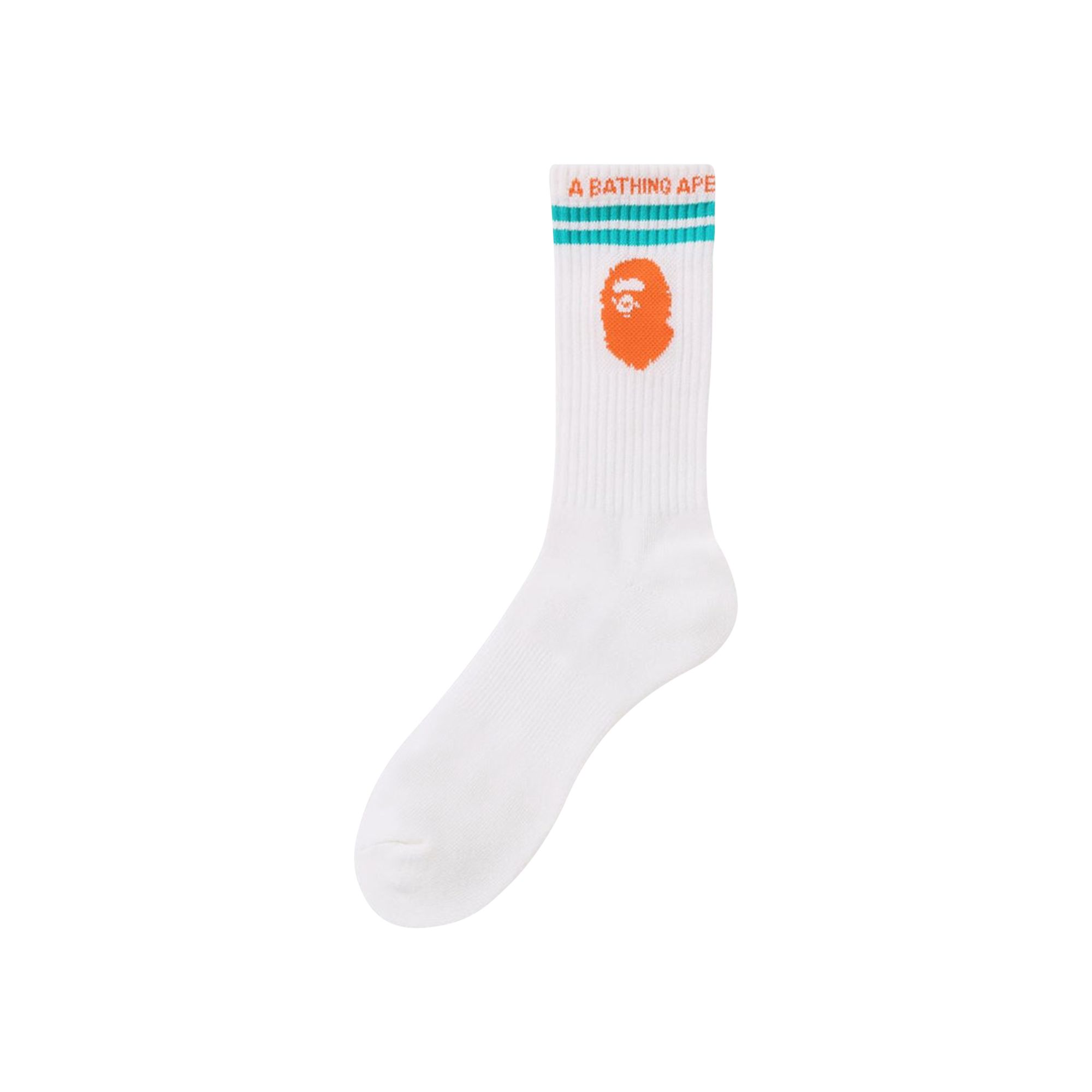 Pre-owned Bape Ape Head Line Socks 'white'