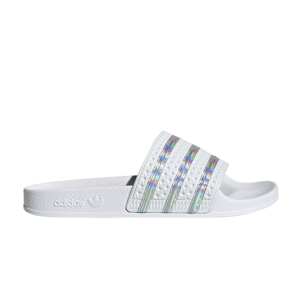 Pre-owned Adidas Originals Wmns Adilette Slide 'white Iridescent'