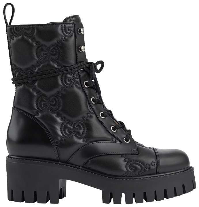 Buy Gucci Wmns GG Matelassé Lace Up Boot 'Black' - 718386 Buy Gucci Wmns GG Matelassé Lace Up Boot 'Black' - 718386