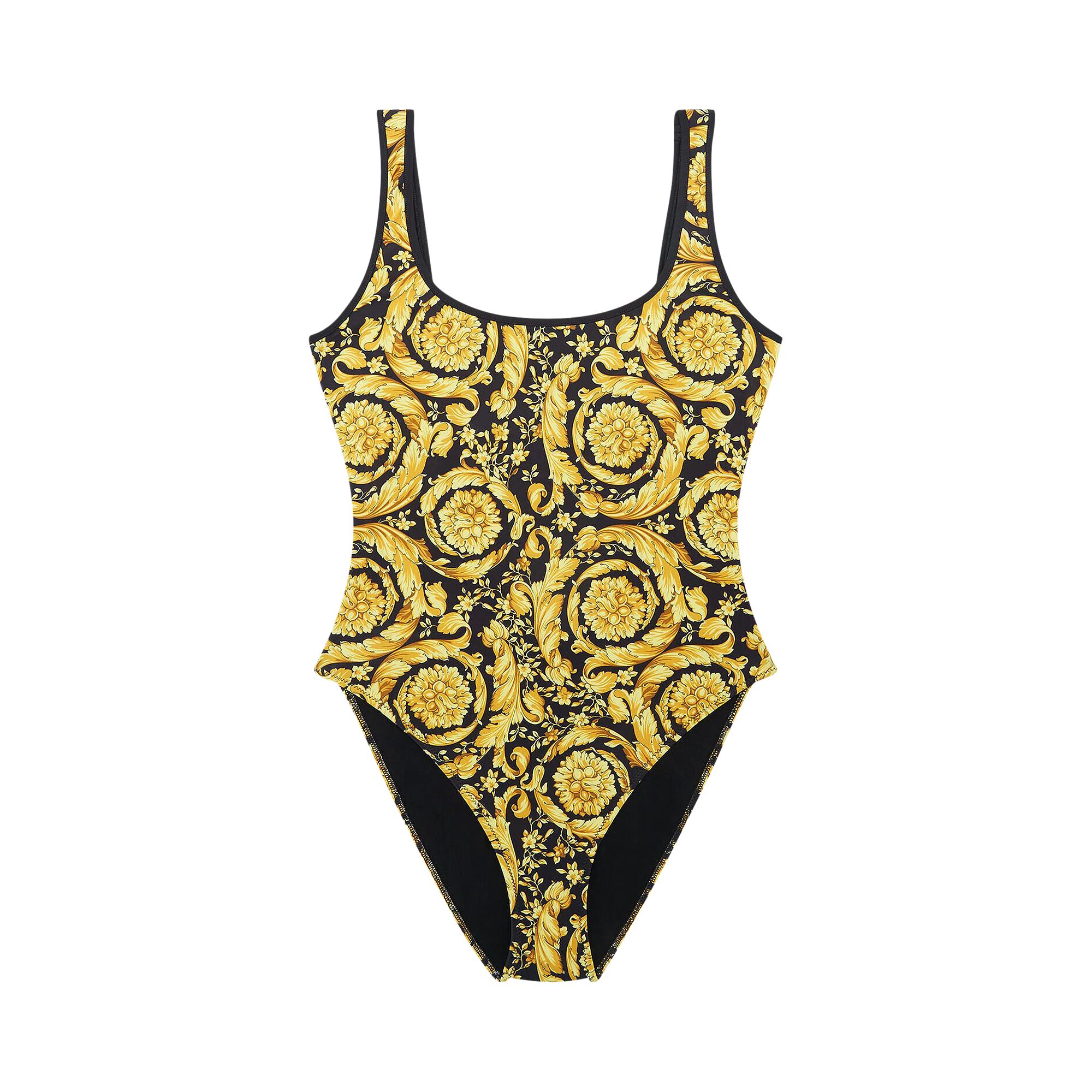 Pre-owned Versace One Piece Bathing Suit 'gold/print' | Women's Size 34