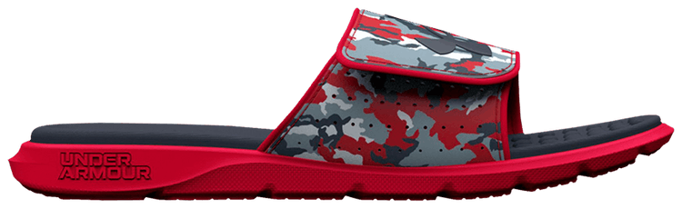 Under Armour Ignite 7 Graphic Strap Slide GS Grey Mist Red Camo