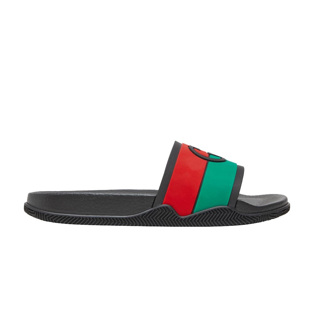 Pre-owned Gucci Slide 'interlocking G - Black Red Green'