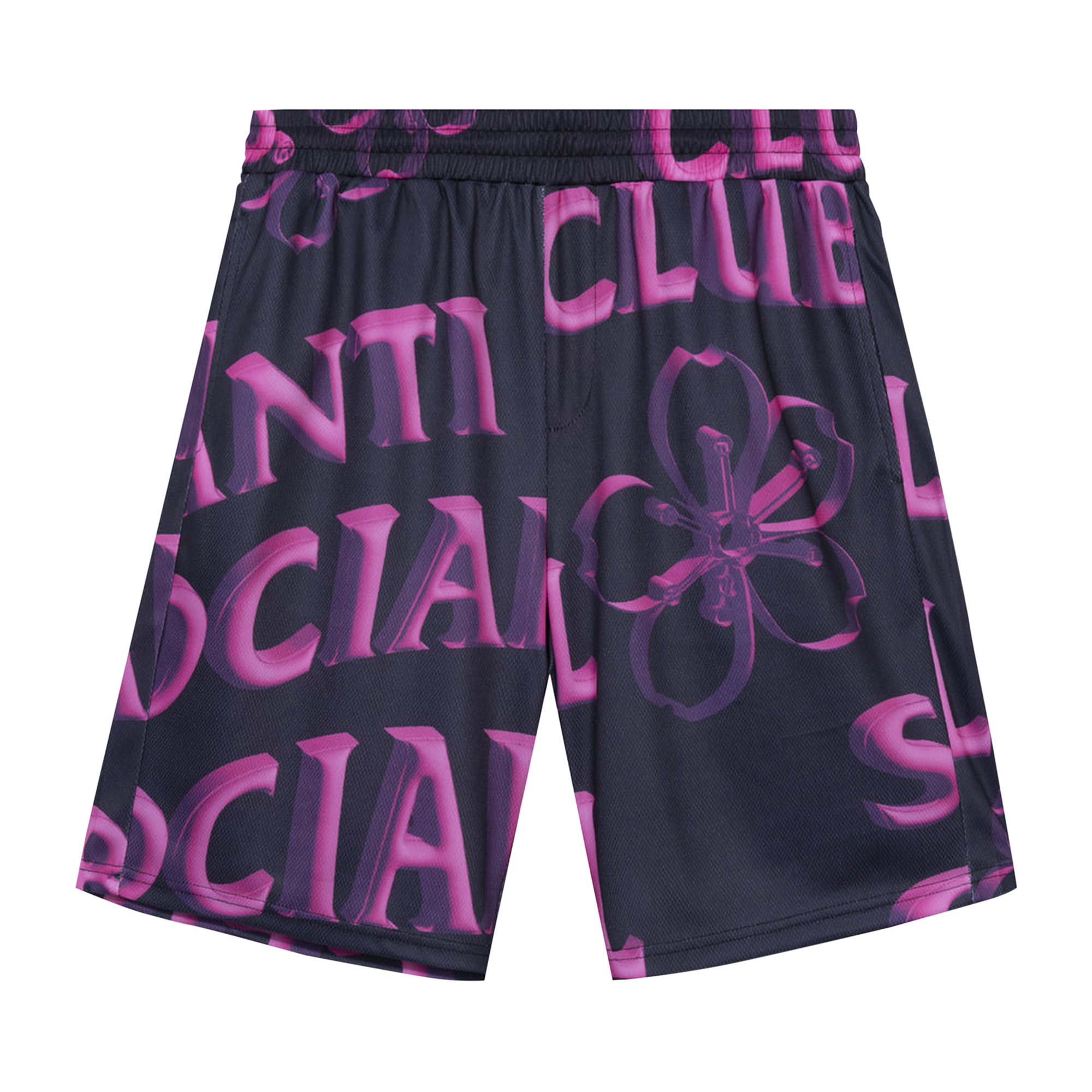 Pre-owned Anti Social Social Club Coral Crush Bored Mesh Shorts 'black'