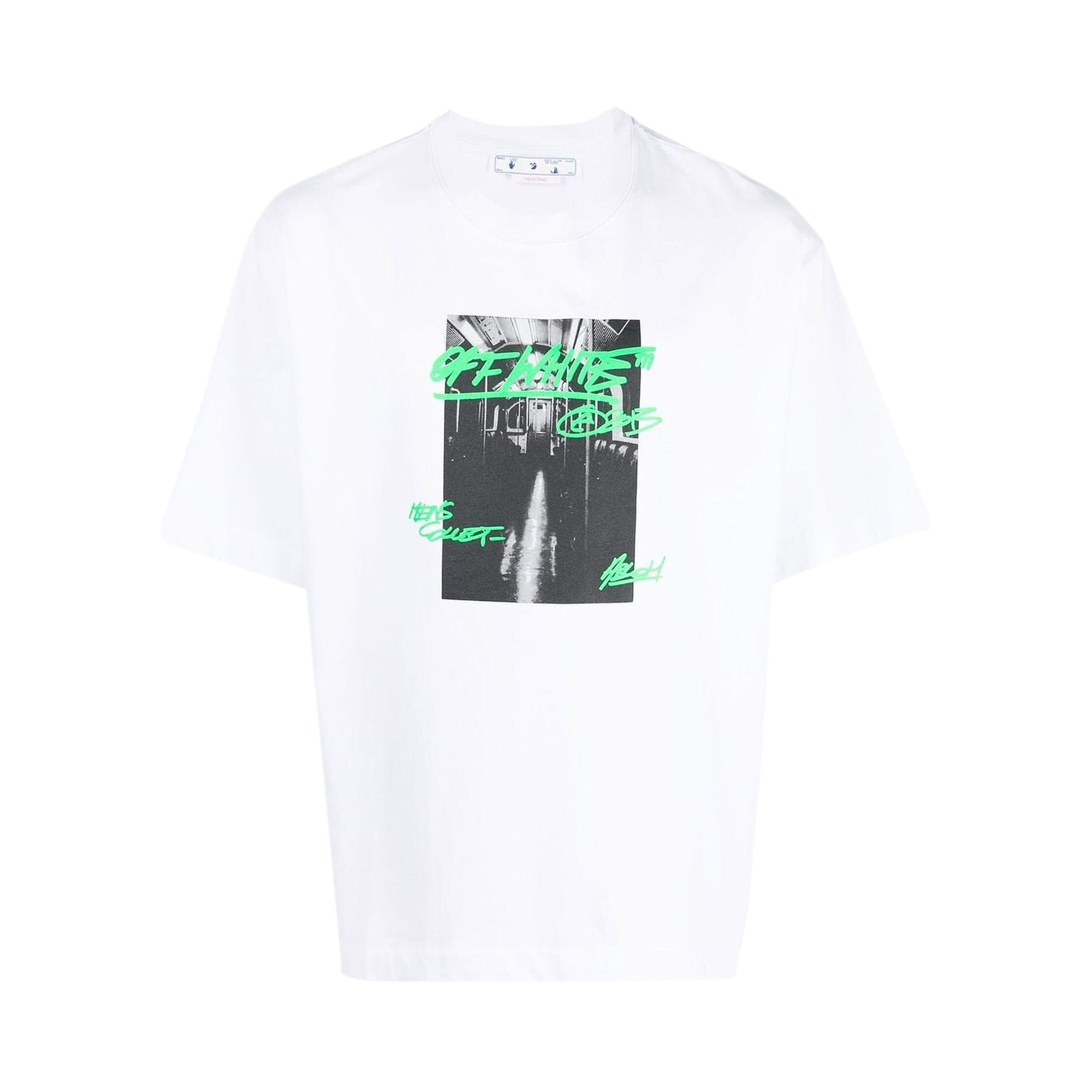 Off-White Metro Type Over Skate Short-Sleeve Tee 'White/Green' | Men's Size M