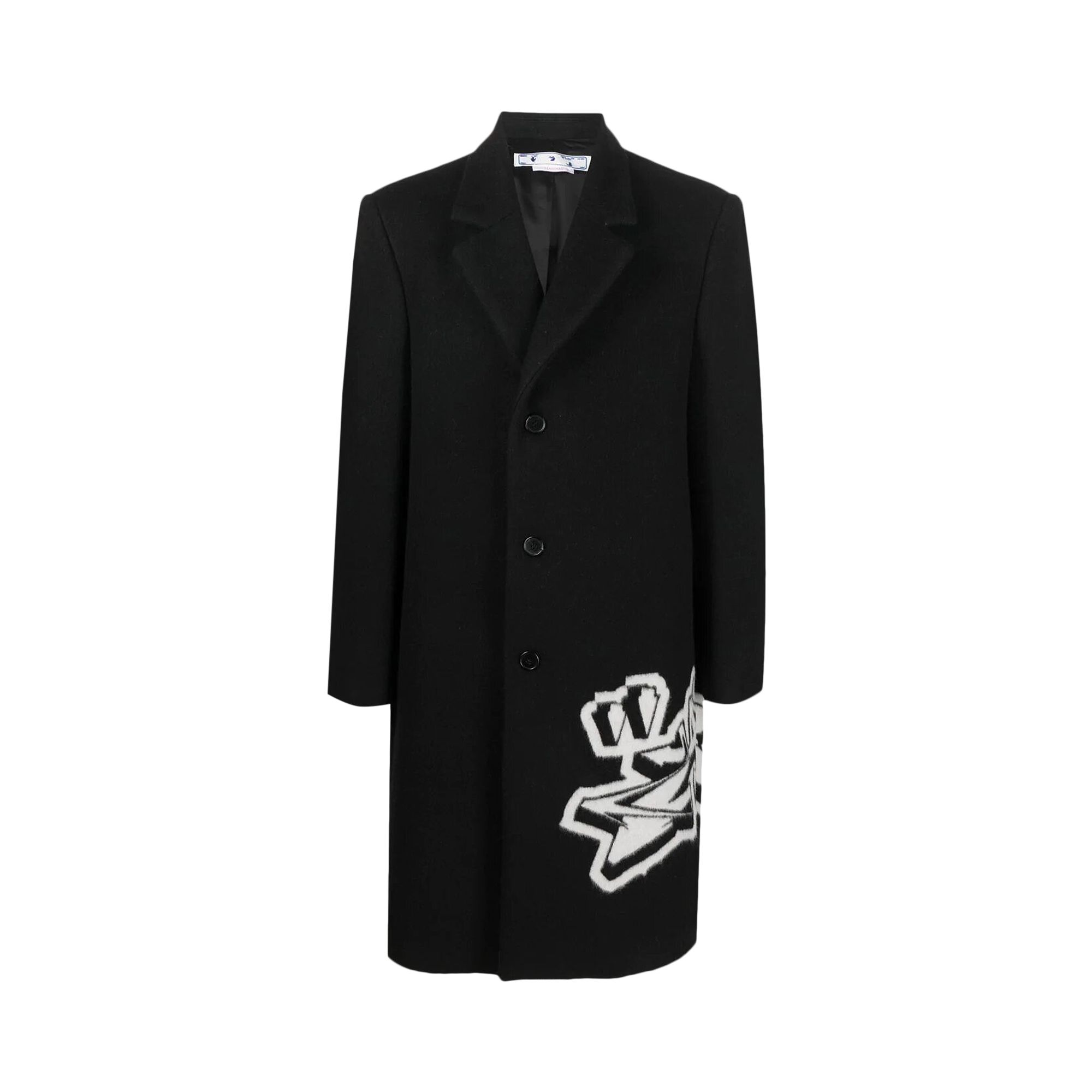 Pre-owned Off-white Graffiti Wool Skate Long Coat 'black/white' | Men's Size 50