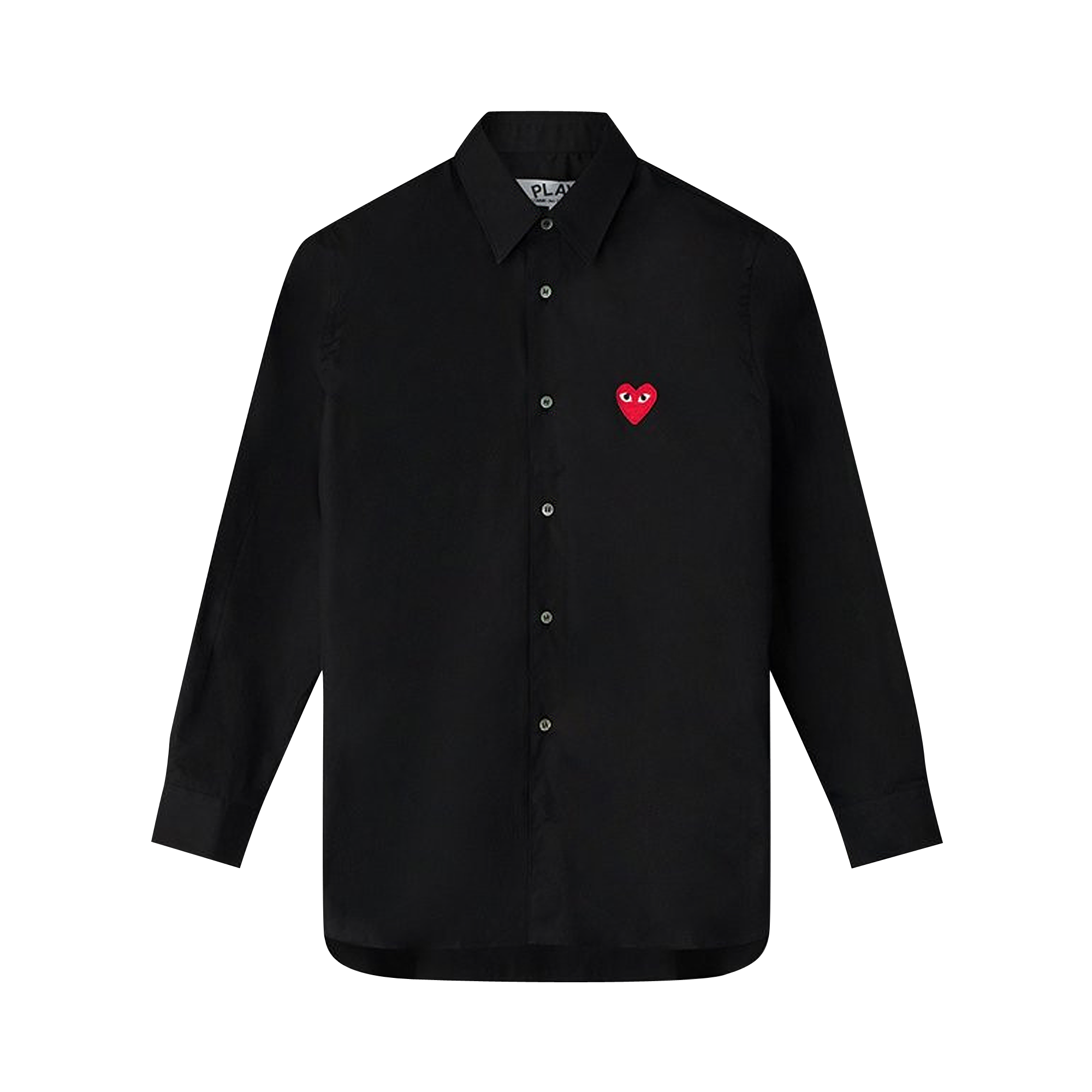 Pre-owned Comme Des Garçons Play Comme Des Garçons Long-sleeve Woven Button Down Shirt With Red Heart 'black'