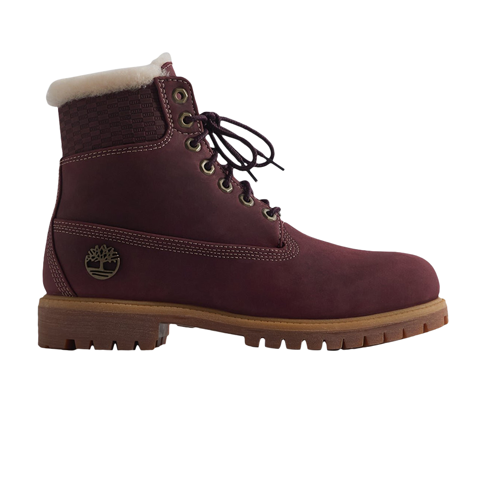 Pre-owned Timberland Kith X 6 Inch Premium Shearling Boot 'burgundy' In Red