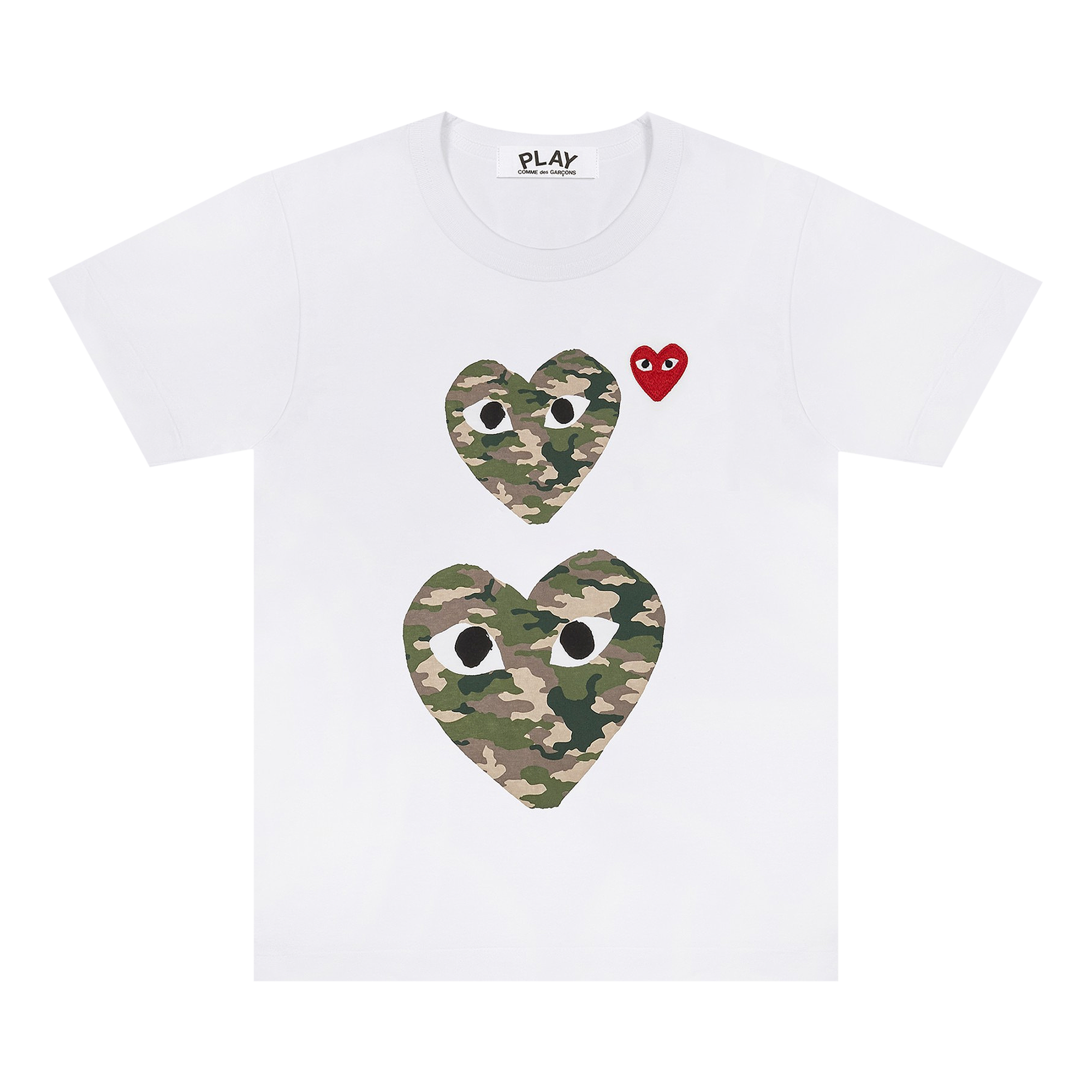 Pre-owned Comme Des Garçons Play Camouflage Double Heart T-shirt 'white'