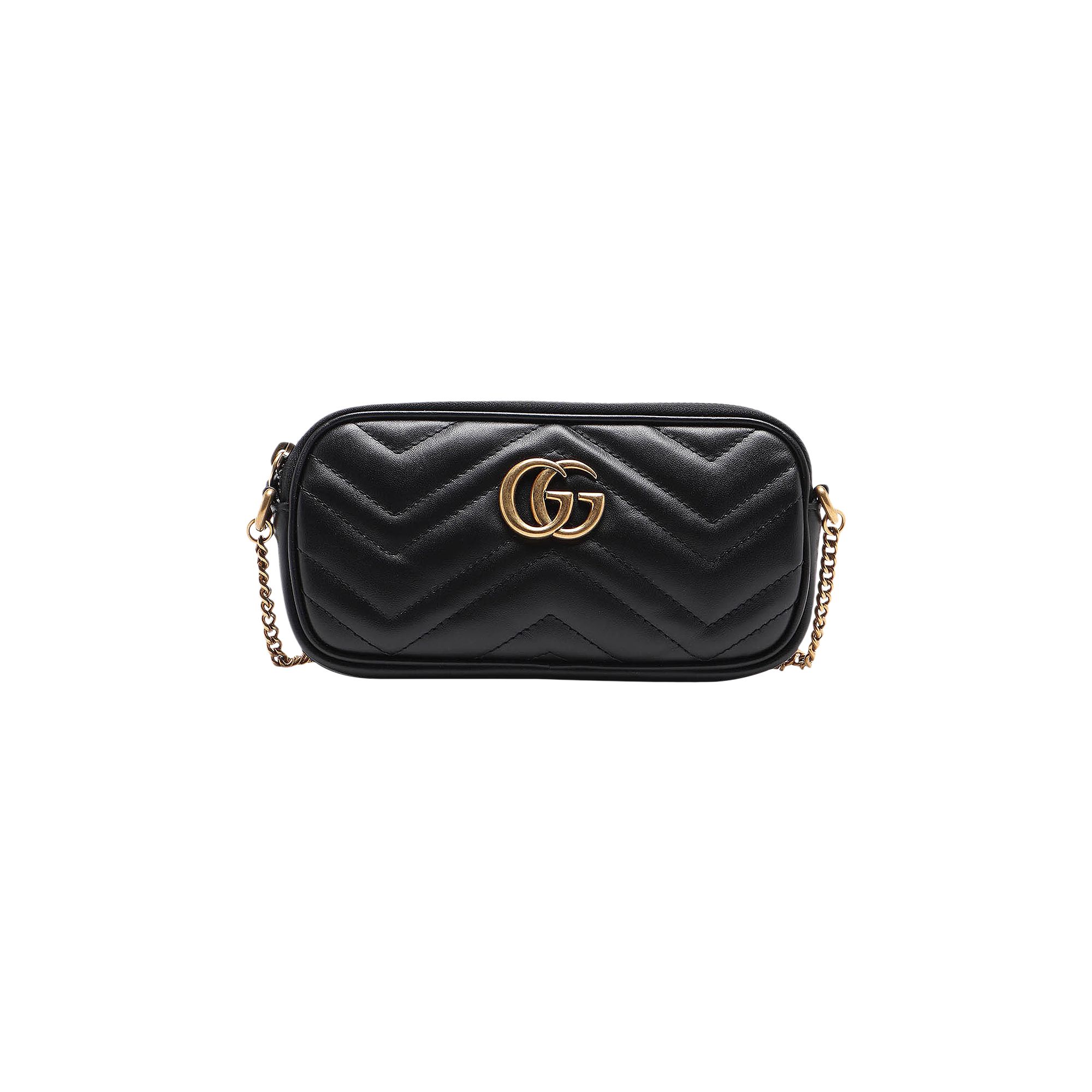 Pre-owned Gucci Gg Marmont Matelassé Zip Top Super Mini Bag 'black'
