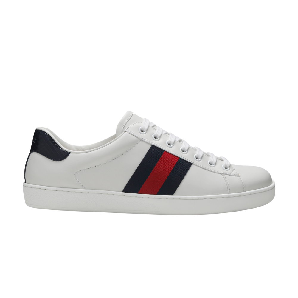 Pre-owned Gucci Ace Leather 'white Blue'
