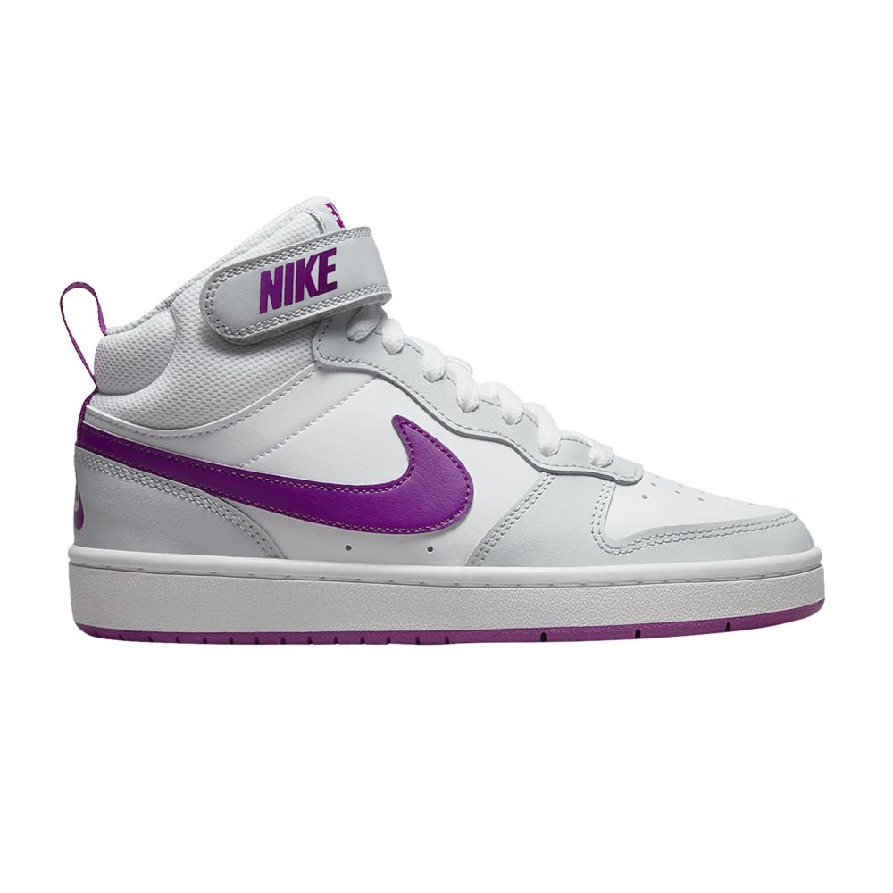 Pre-owned Nike Court Borough Mid 2 Gs 'pure Platinum Vivid Purple' | Grey | Kid's Size 5.5