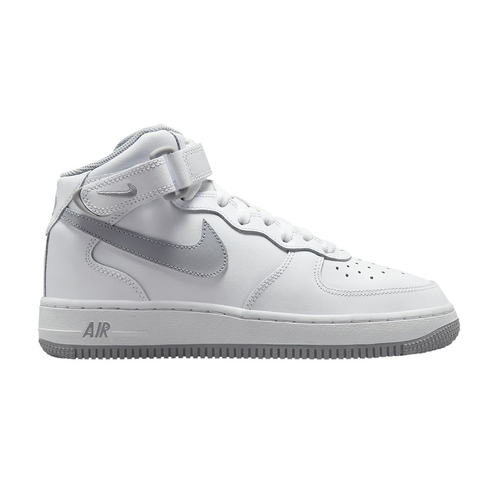 Pre-owned Nike Air Force 1 Mid Le Gs 'white Wolf Grey' | Kid's Size 6.5