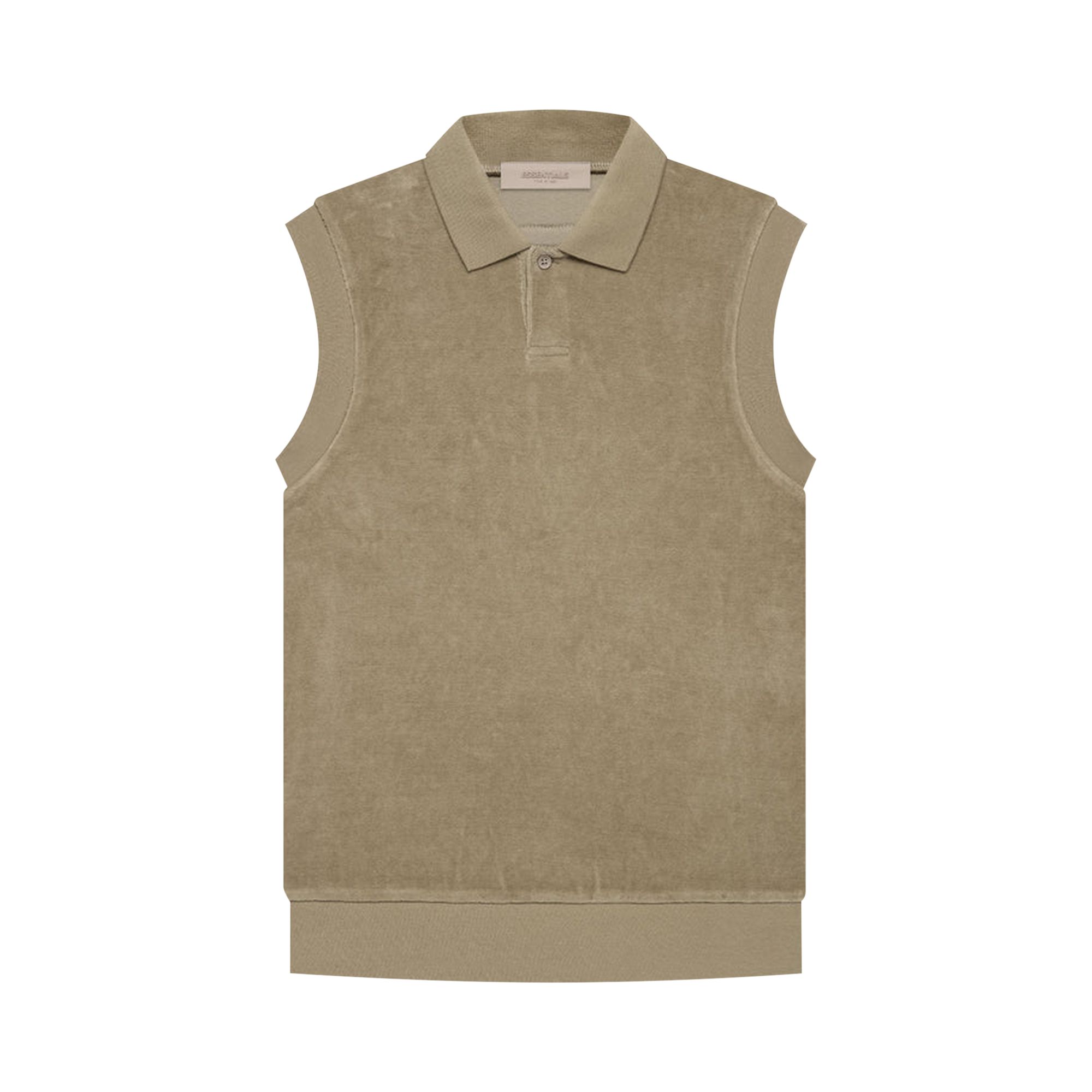 Pre-owned Essentials Fear Of God  Velour Sleeveless Polo 'oak' | Brown | Women's Size S