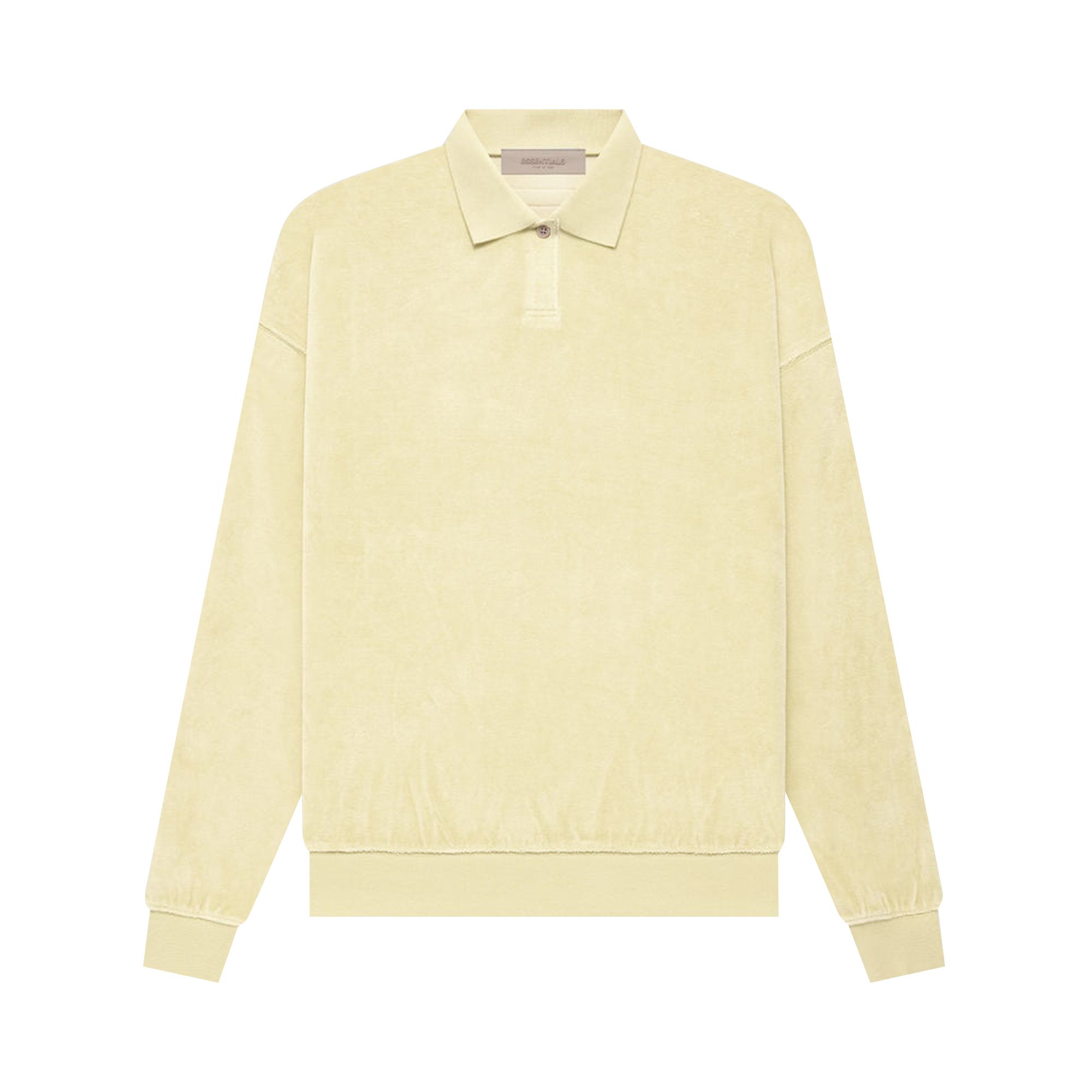 Pre-owned Essentials Fear Of God Velour Long-sleeve Polo 'canary' In Cream